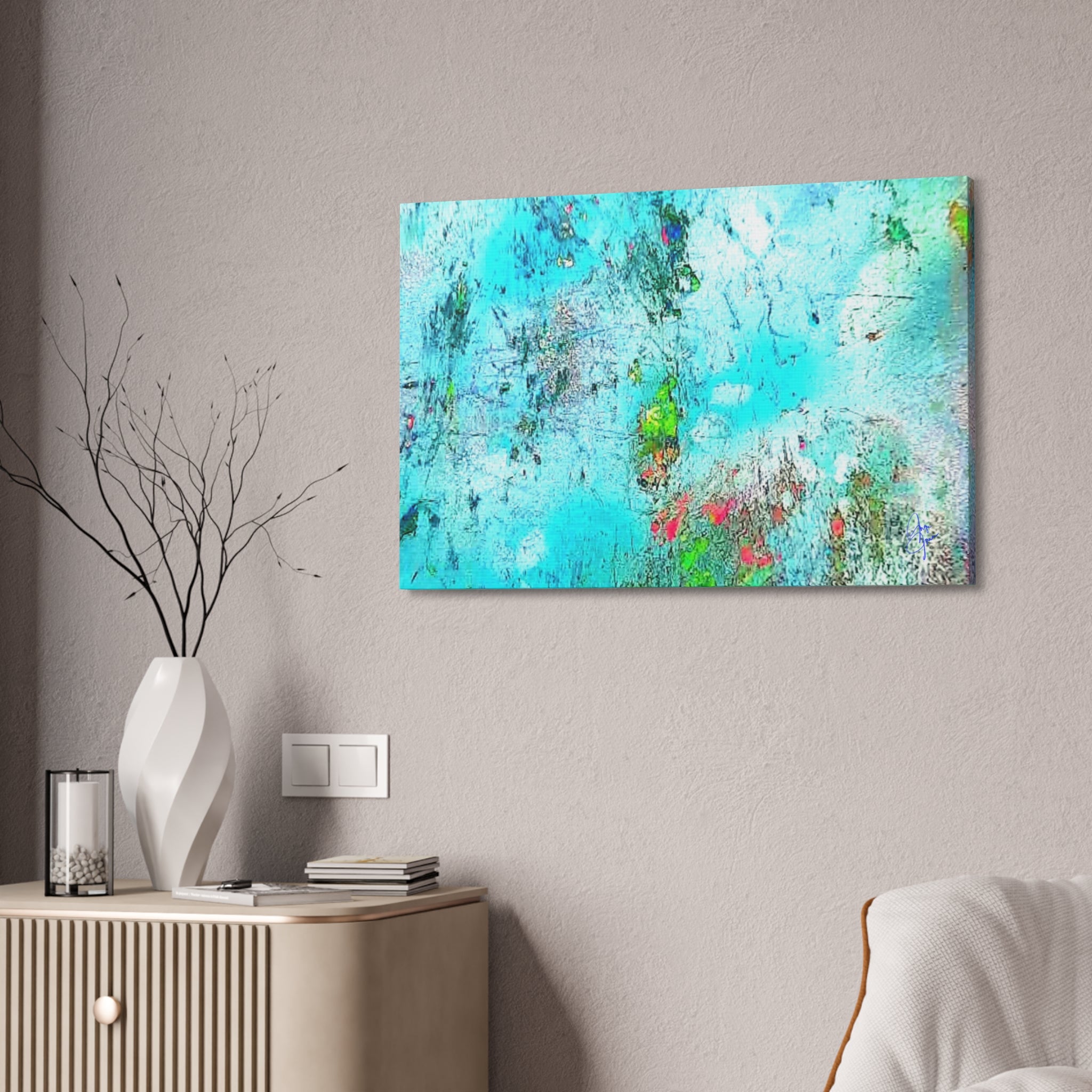 Abstract Aqua Texture Canvas