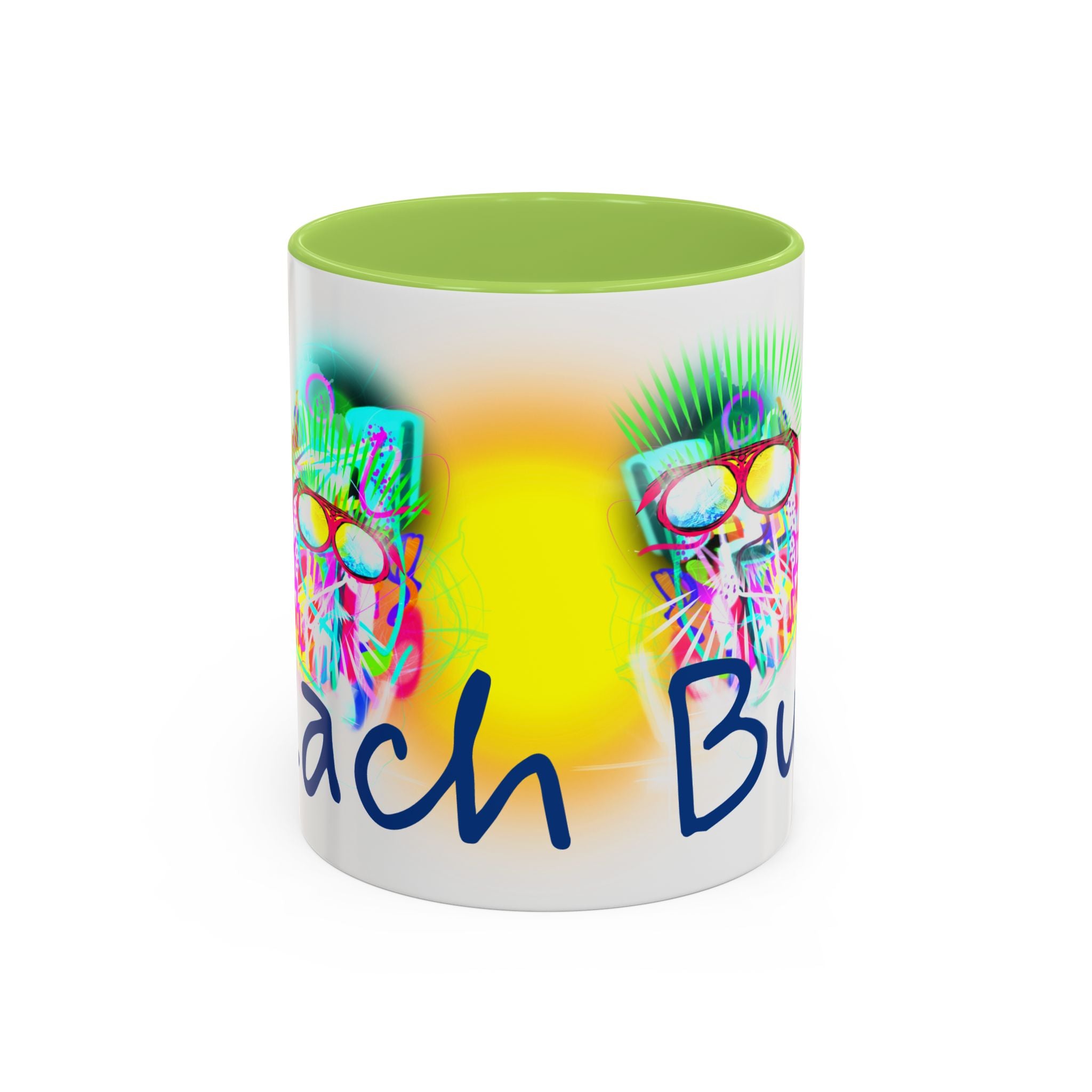 Beach Bum Coffee Mug — Colorful Retro Skull Design (11/15oz)