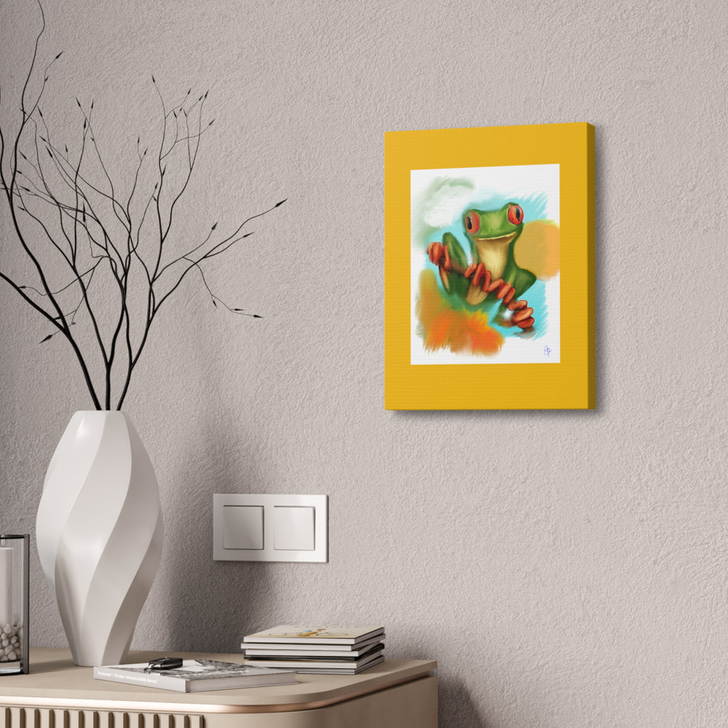 Red-Eyed Tree Frog Canvas Art – Colorful Tropical Wildlife Wall Decor, Stretched 1.5"