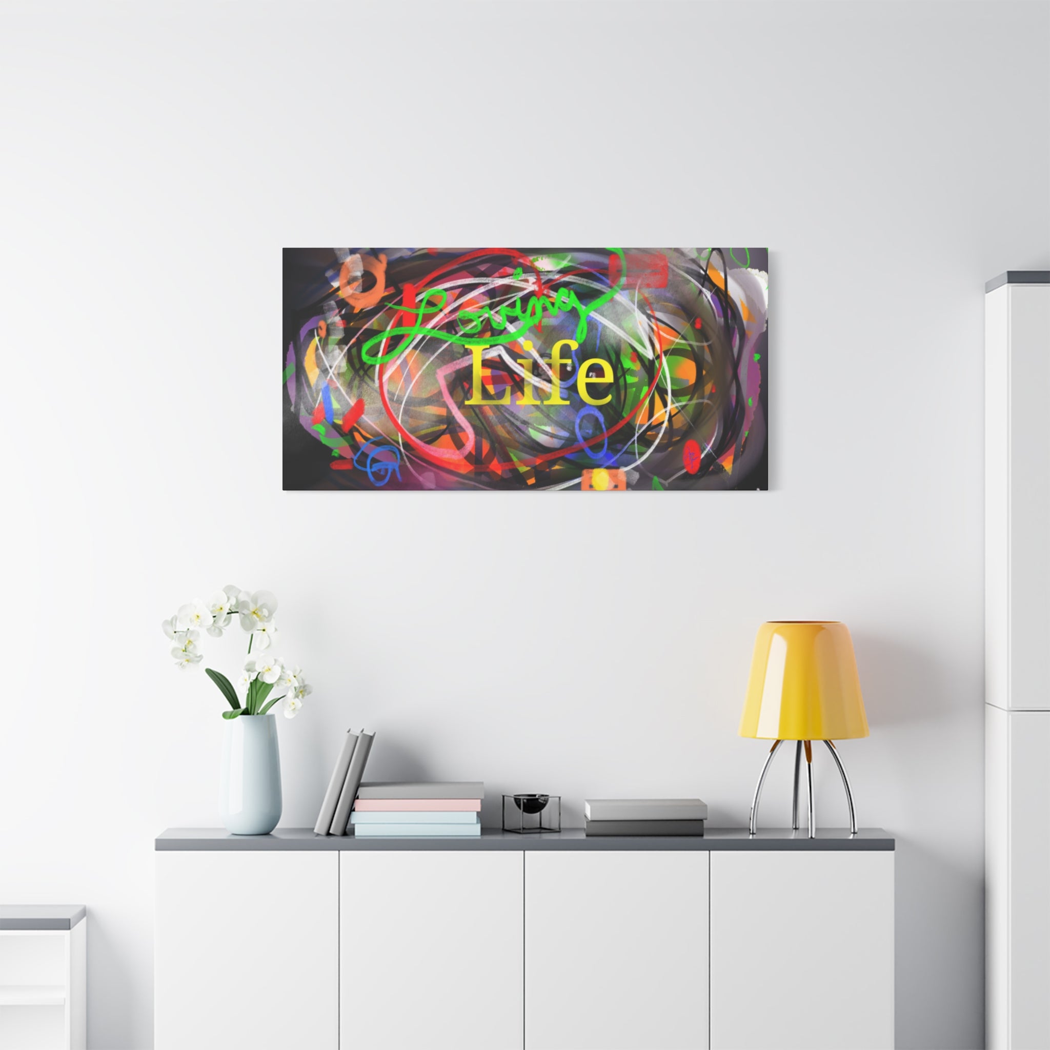 Loving Life Abstract Canvas Wall Art – Colorful Modern Stretched Matte Print