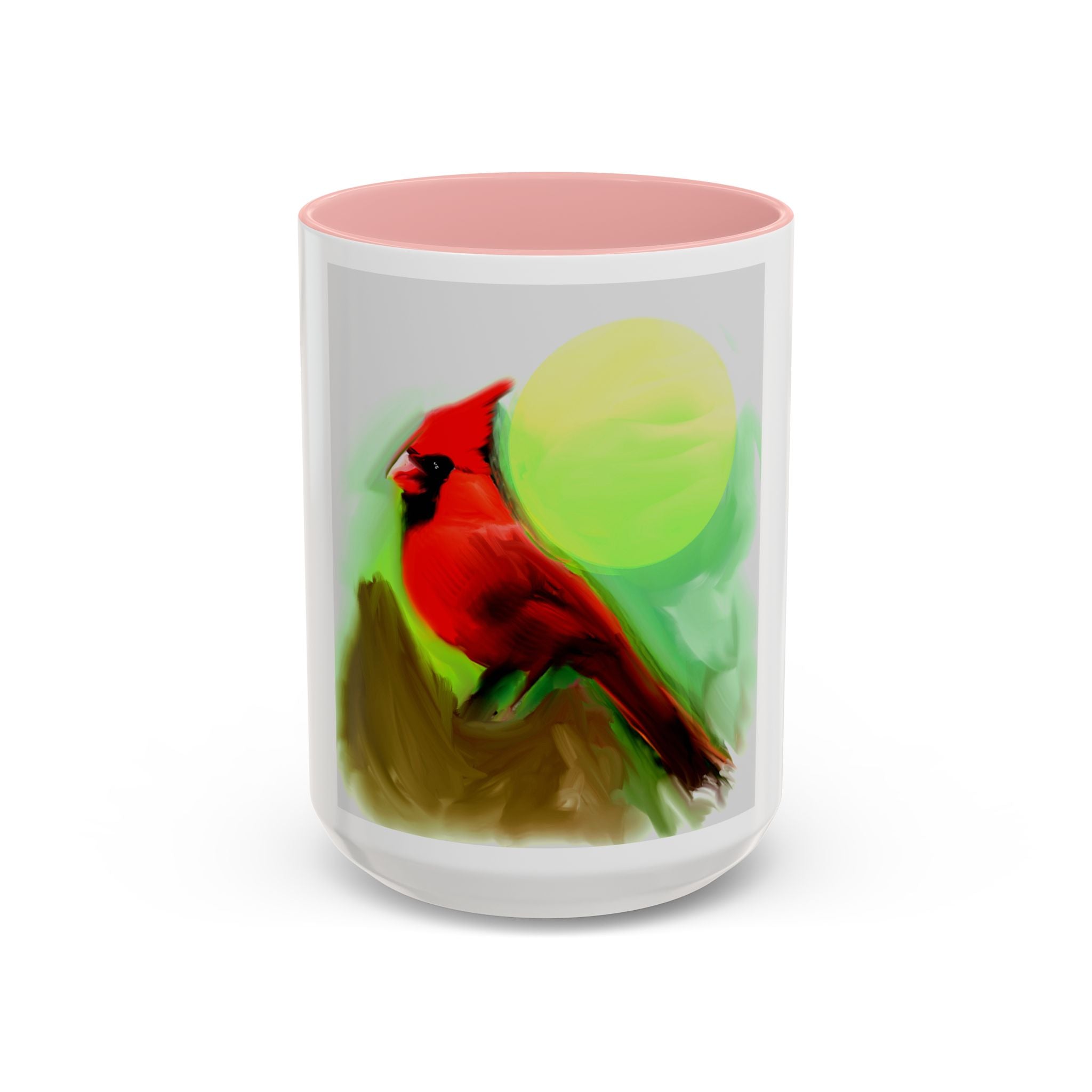 Cardinal Bird Accent Coffee Mug — Red Cardinal Sunrise Art Ceramic Mug (11/15 oz)