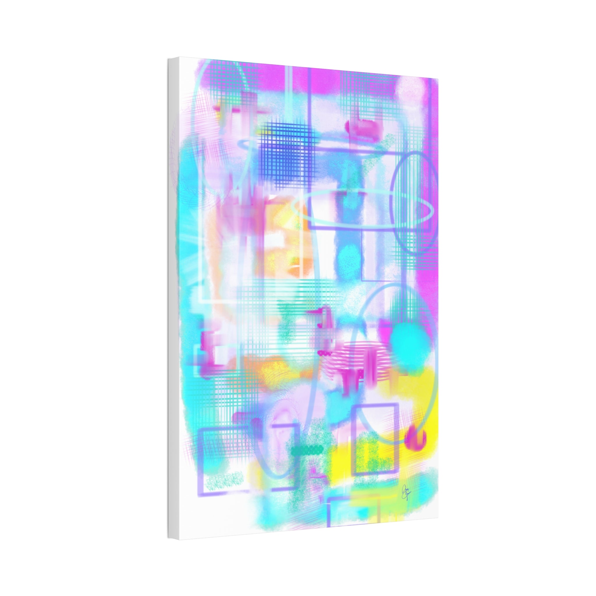 Abstract Pastel Canvas Print — Soft Watercolor Geometric Wall Art