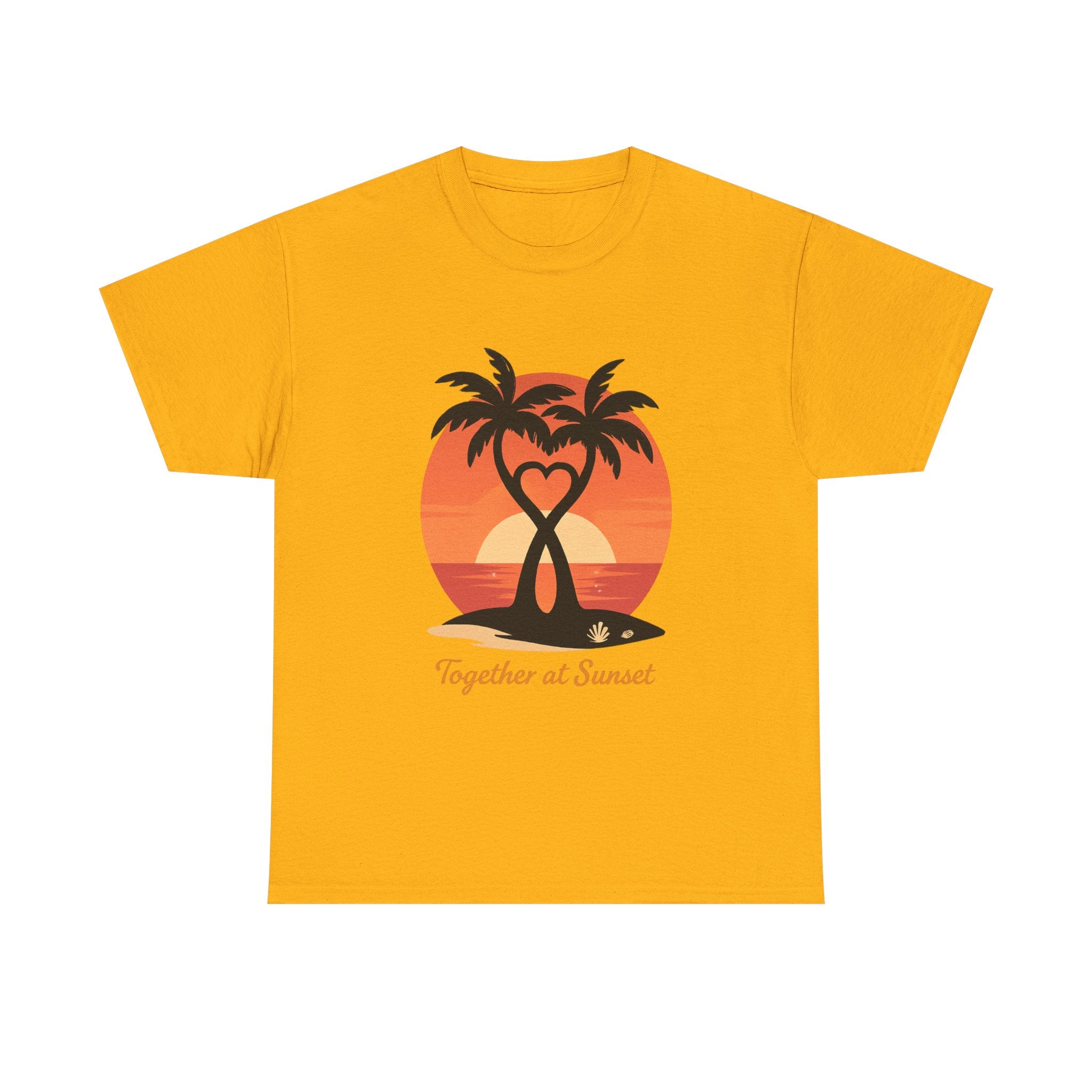 Sunset Palm Love T‑Shirt — “Together at Sunset” Beach Tee