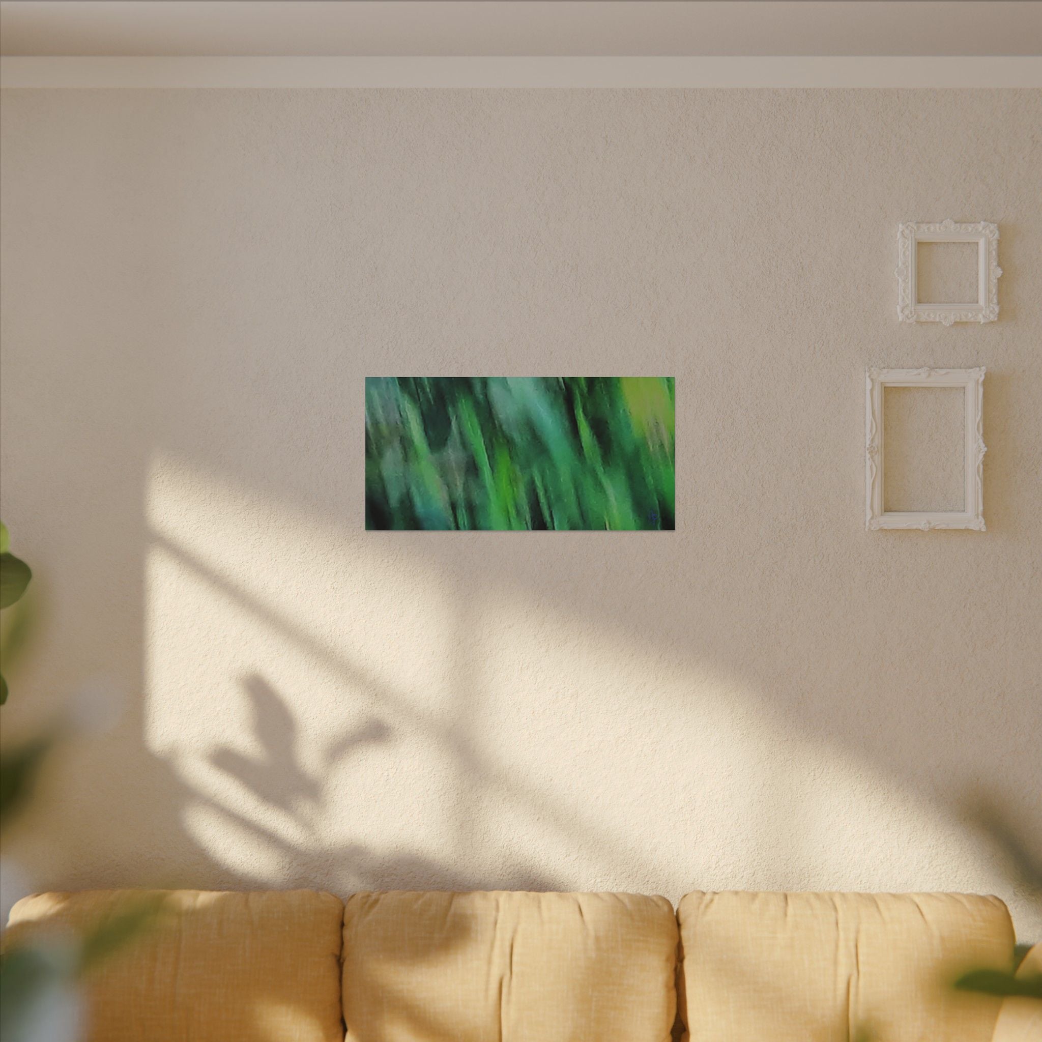 Green Abstract Blur Canvas Wall Art — Vibrant Nature-Inspired Matte Print