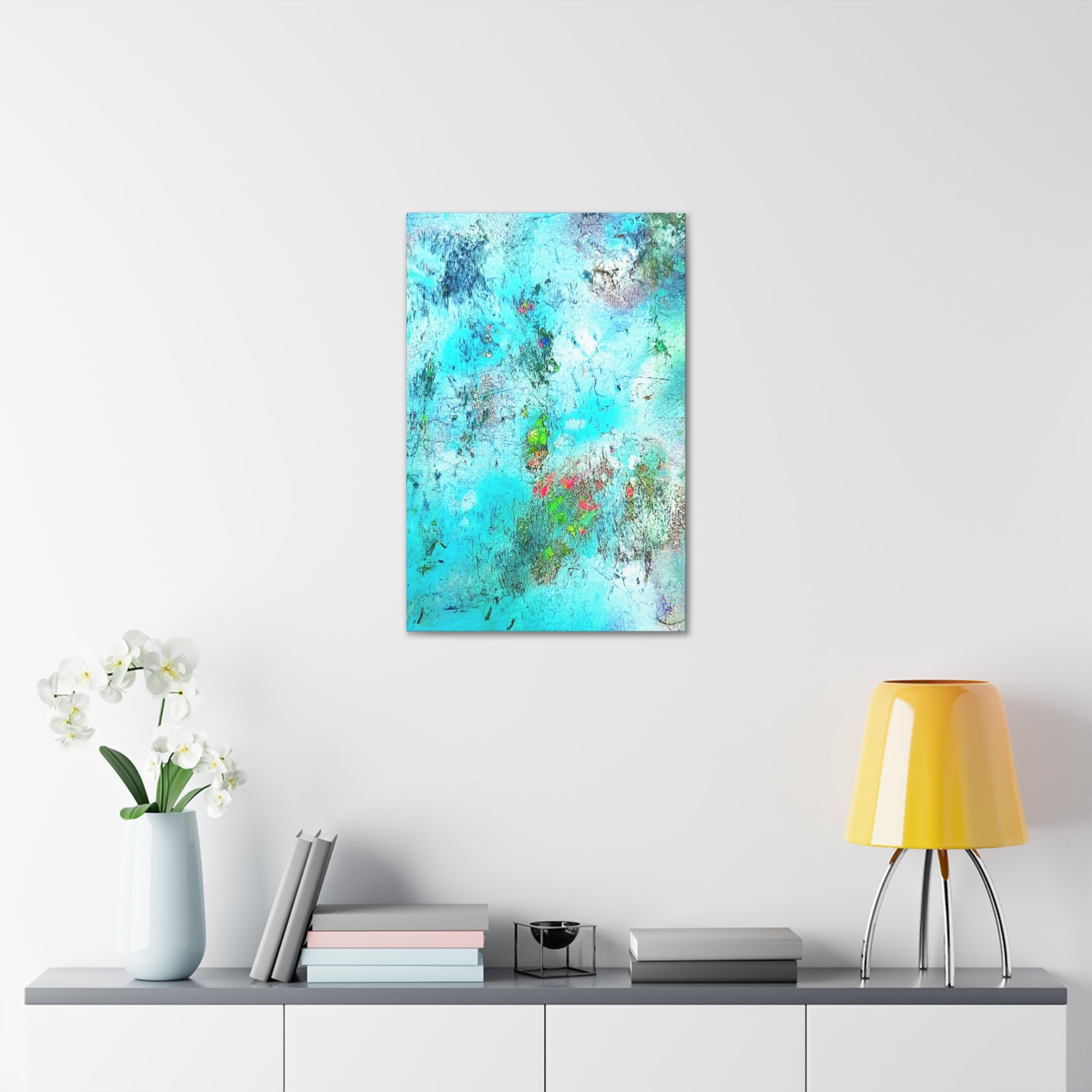 Abstract Aqua Texture Canvas