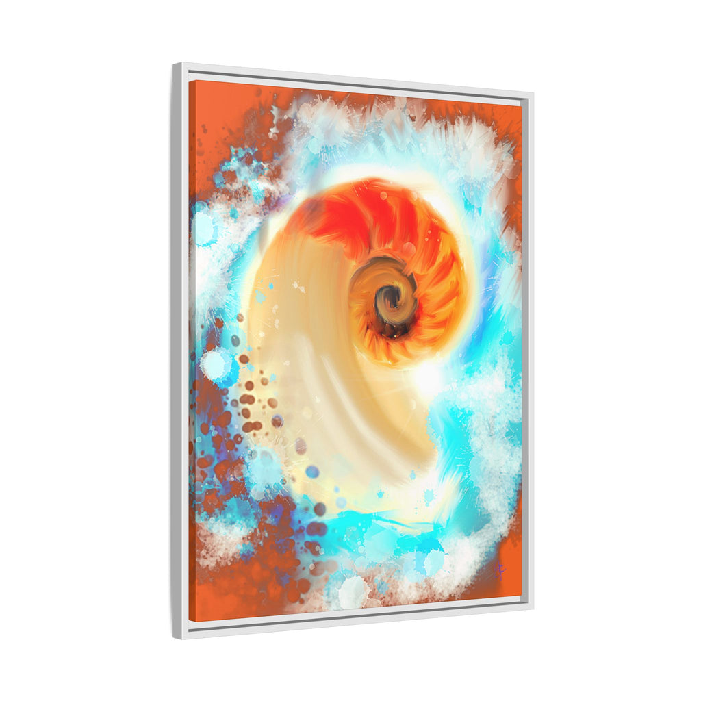 Framed Abstract Spiral Canvas Art — Vibrant Nautical Wave Print
