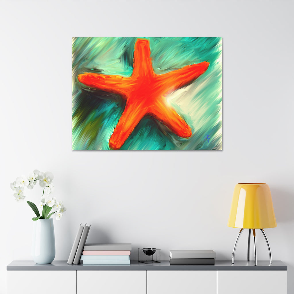 Starfish Wall Art Canvas — Stretched 1.5" Coastal Beach Décor