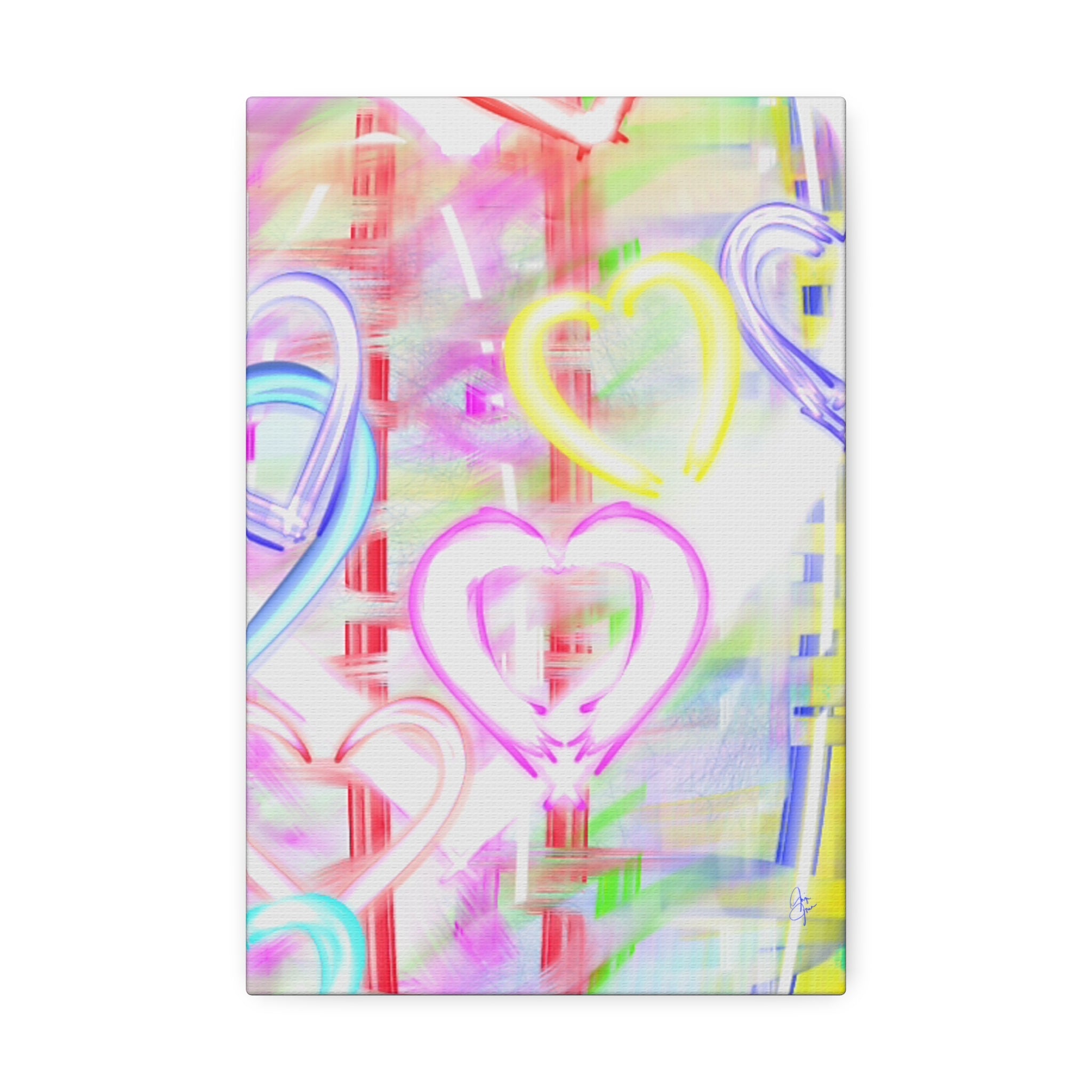 Colorful Neon Hearts Canvas Print — Stretched 1.5" Wall Art