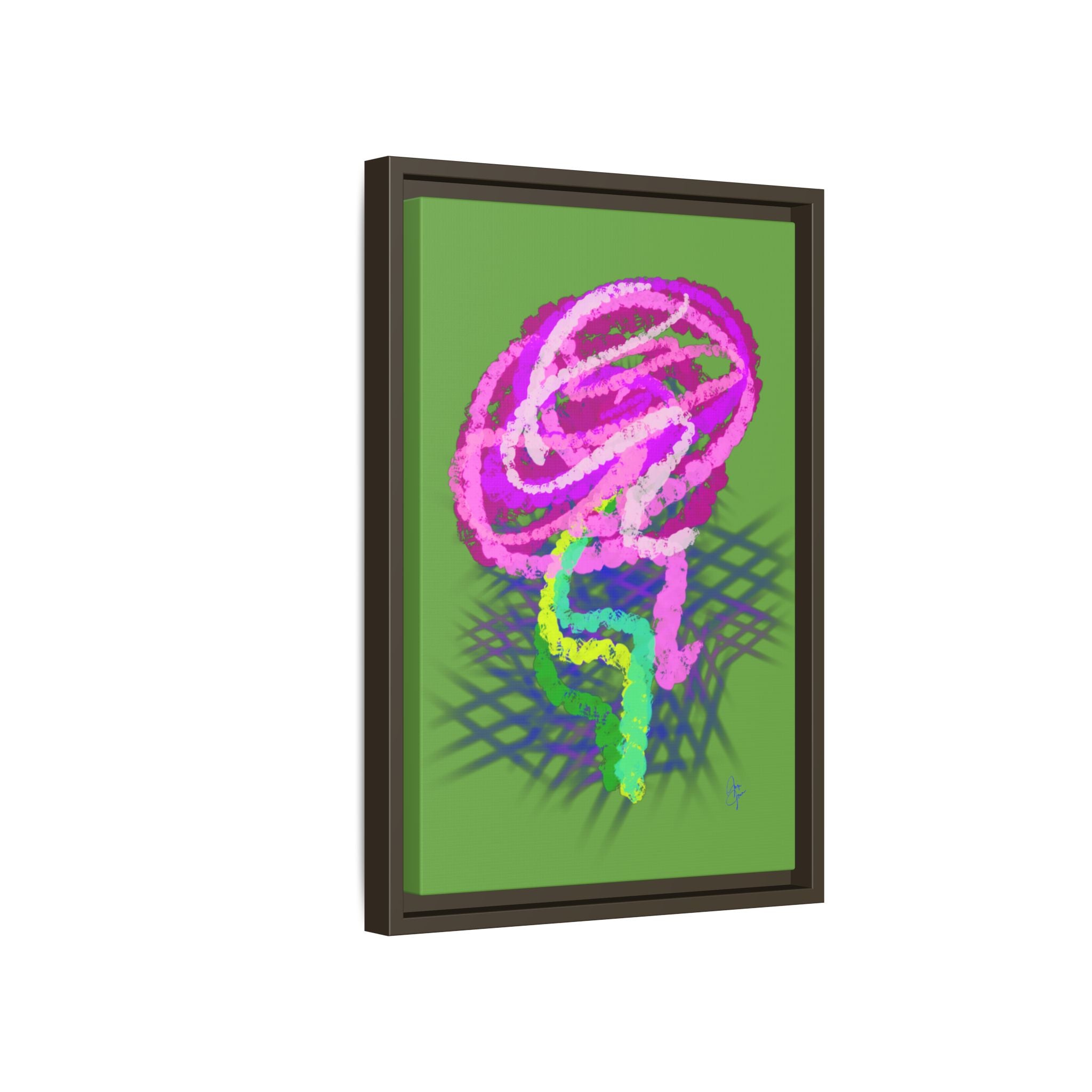 Framed Matte Canvas - Neon Rose Abstract Wall Art