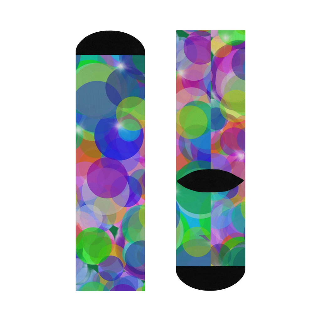 Colorful Bubble Pattern Cushioned Crew Socks — Vibrant Abstract Circles
