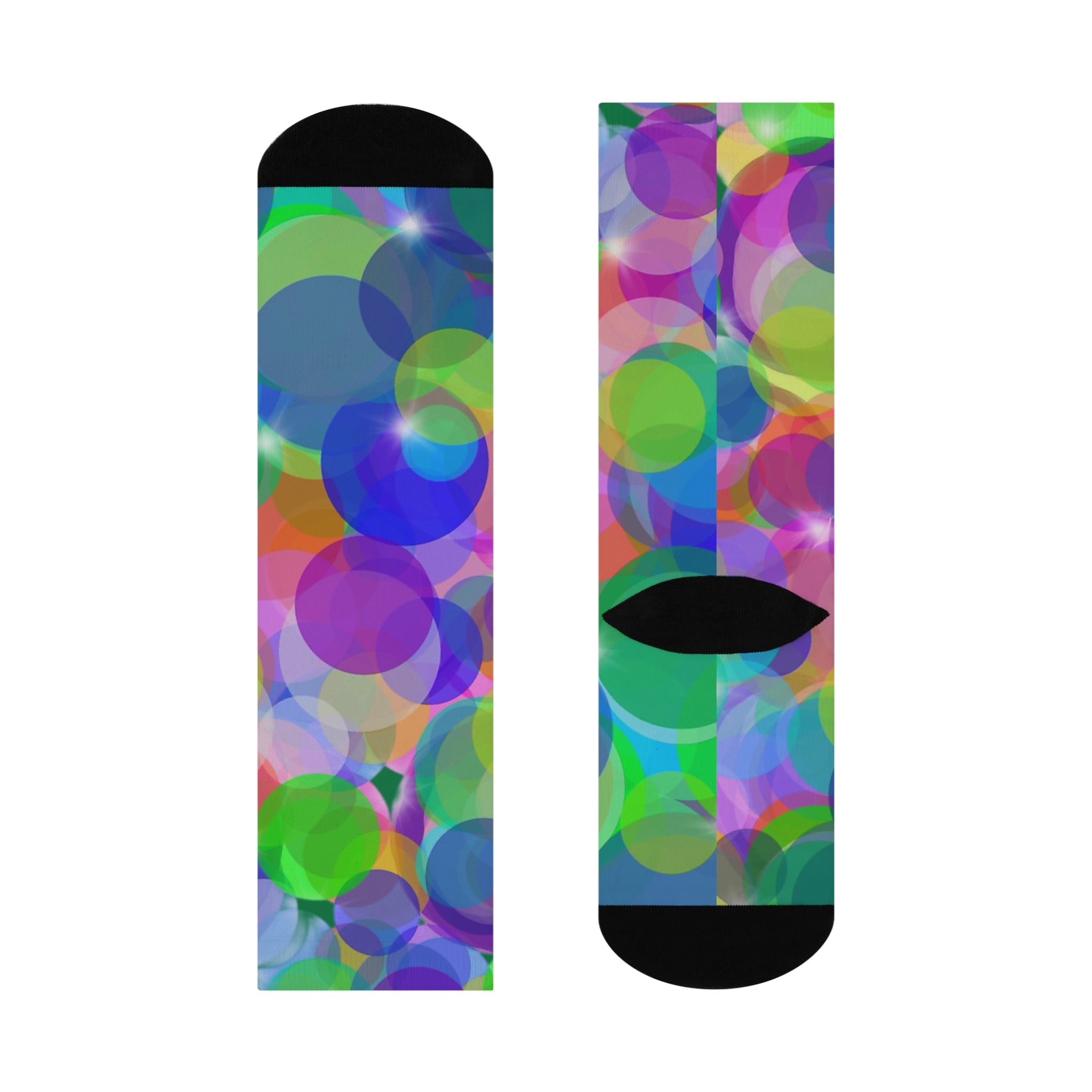 Colorful Bubble Pattern Cushioned Crew Socks — Vibrant Abstract Circles