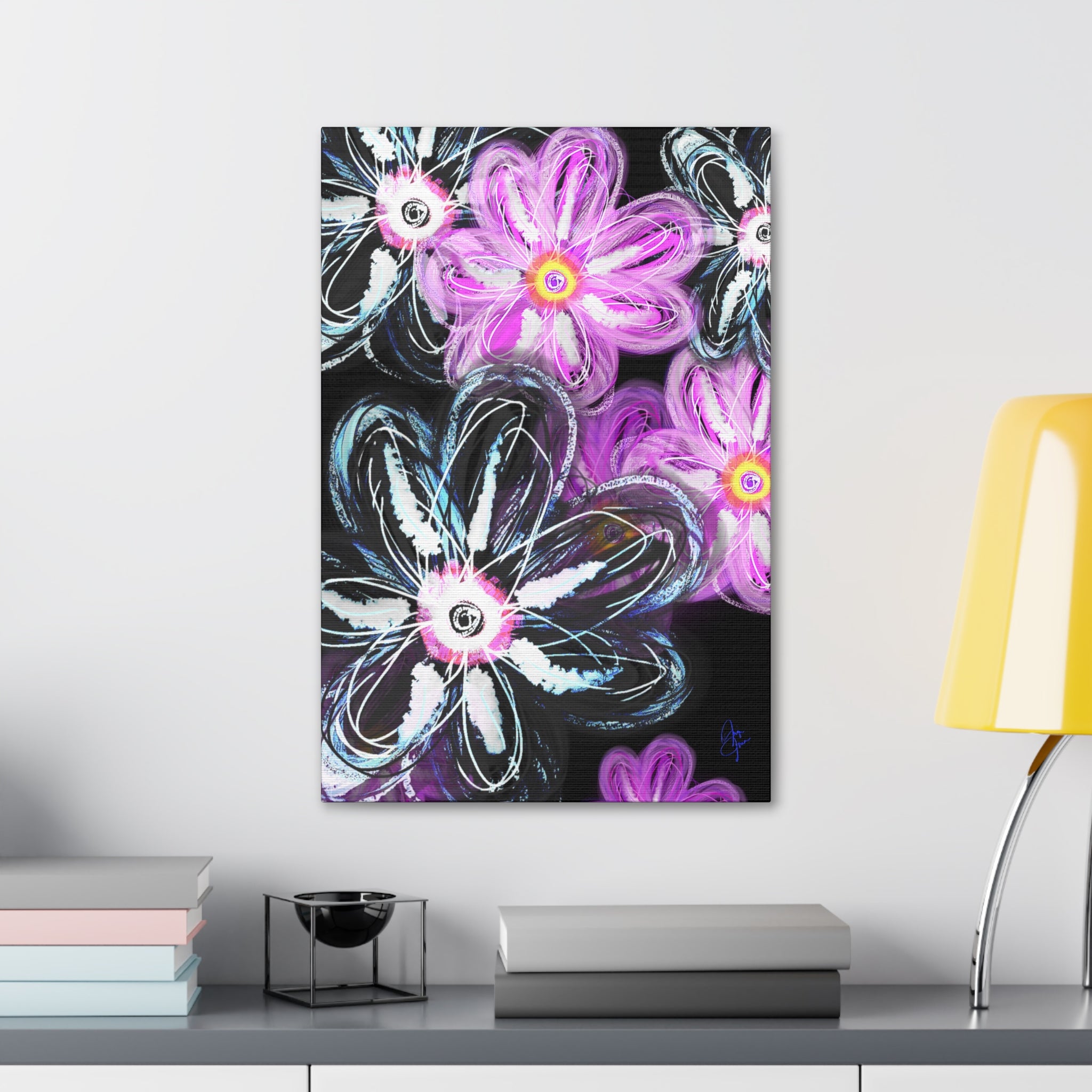 Floral Neon Abstract Canvas