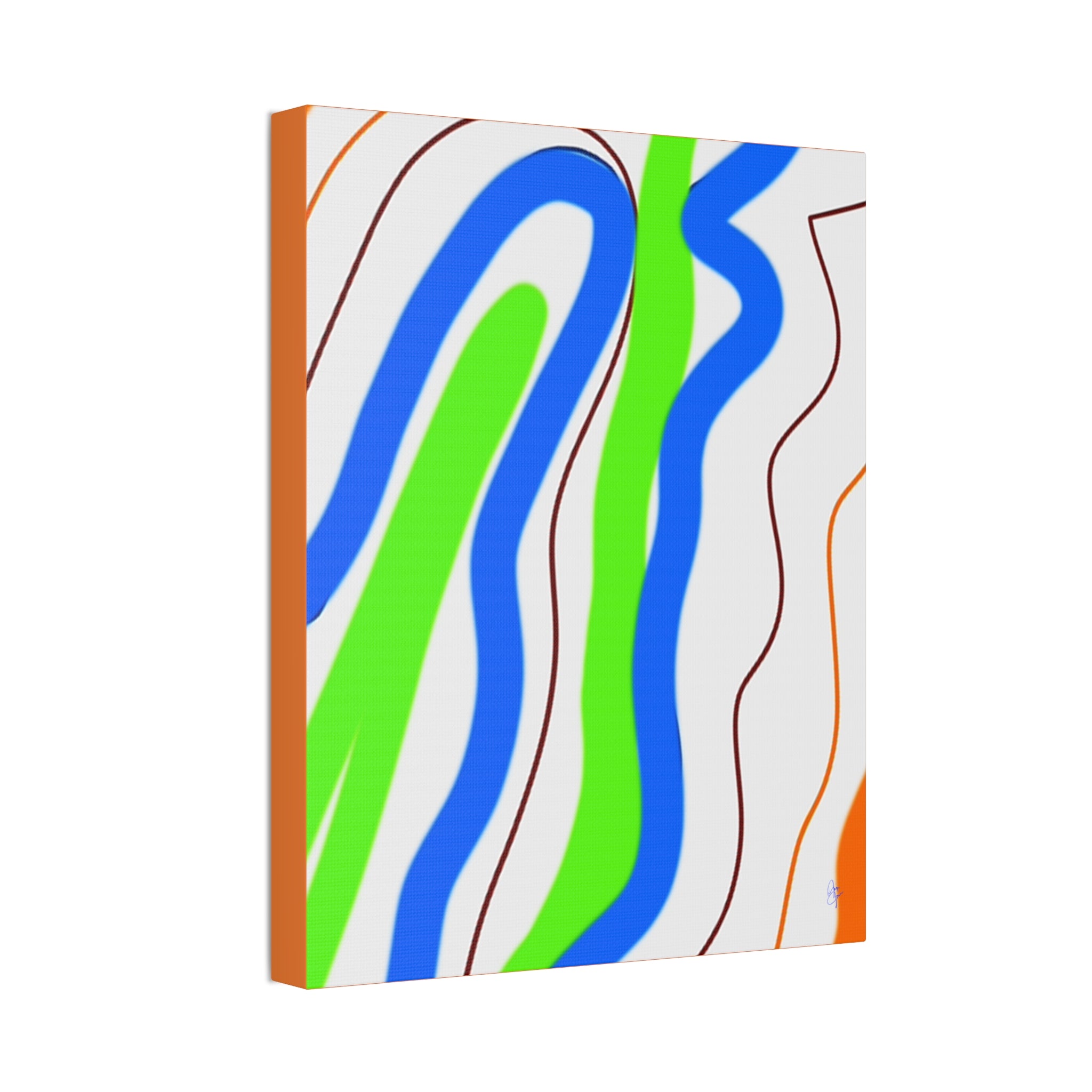 Abstract Wavy Stripes Canvas Print — Colorful Blue, Green & Orange Wall Art