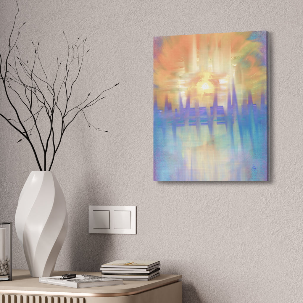 Sunrise Dreamscape Canvas Wall Art — Pastel Abstract Stretched Canvas (1.5")
