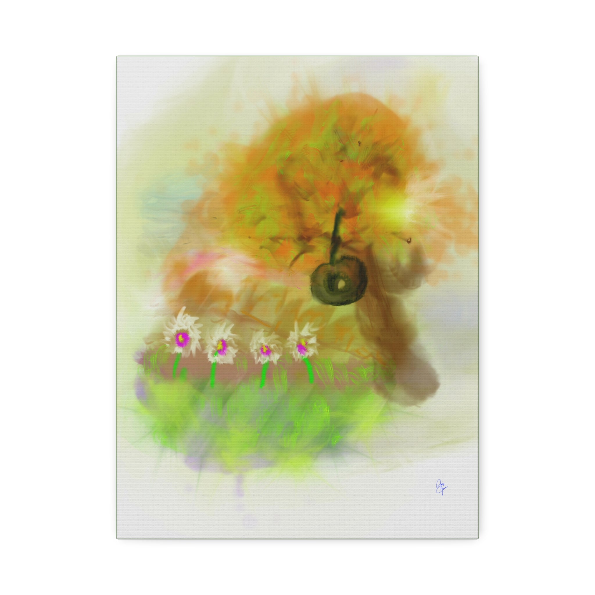 Whimsical Yard Canvas Print — Tire Swing & Broken Fence Stretched 1.5"