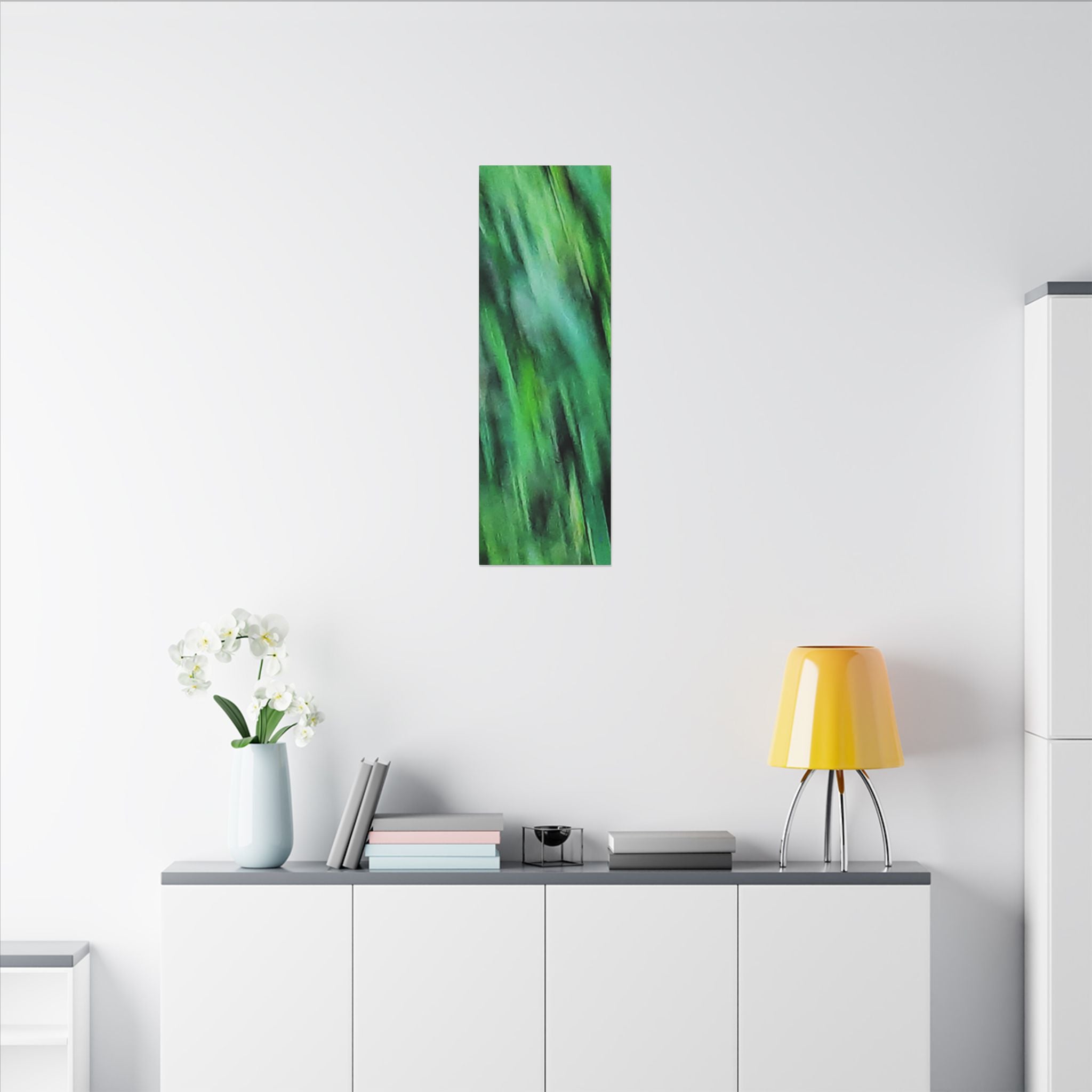 Green Abstract Blur Canvas Wall Art — Vibrant Nature-Inspired Matte Print