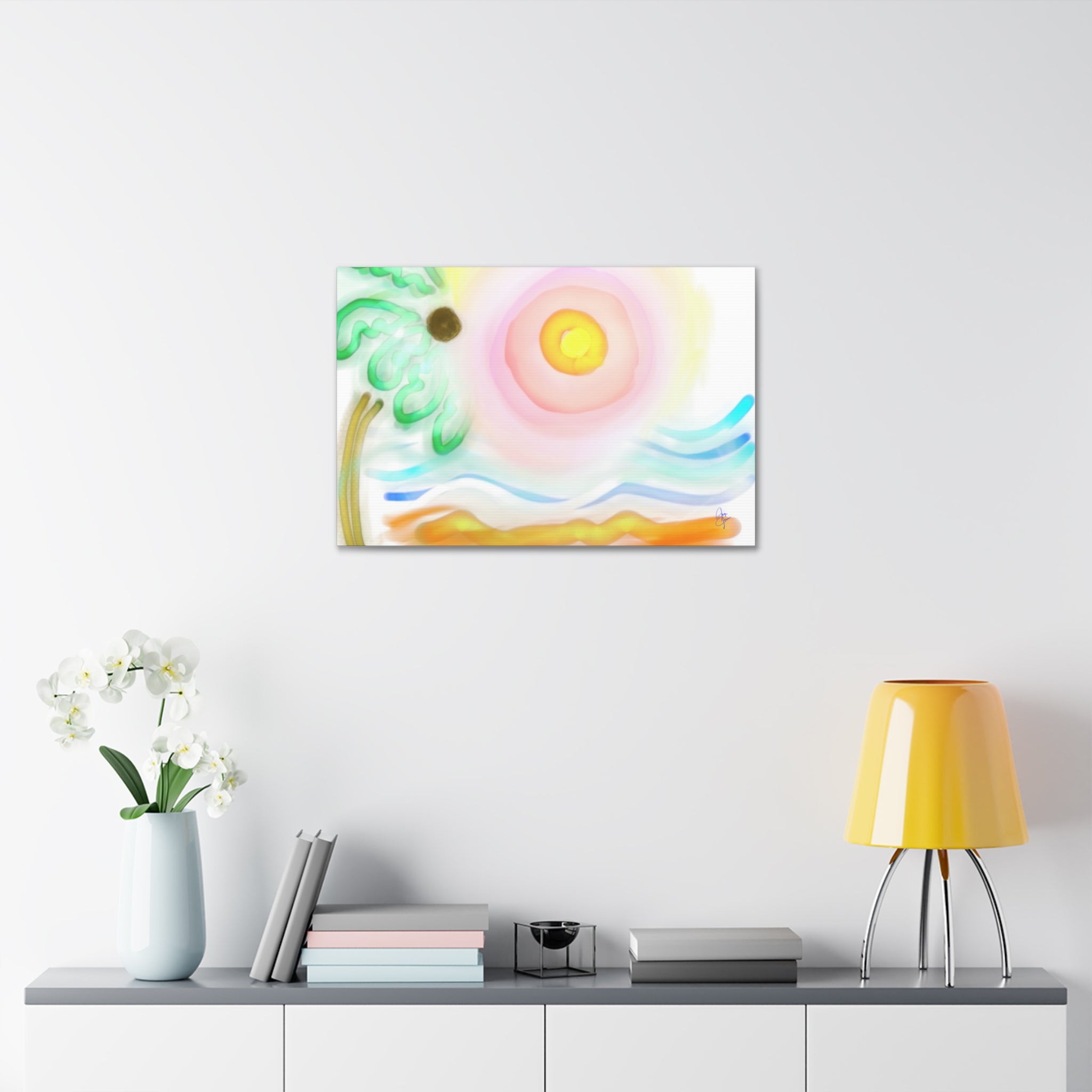 Tropical Sunrise Canvas Wall Art — Stretched 1.5" Beach Landscape Print