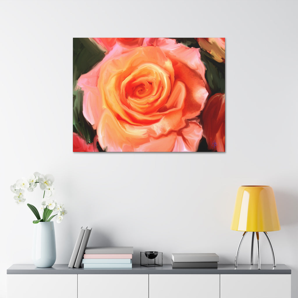 Orange Rose Canvas Print — Stretched 1.5" Wall Art
