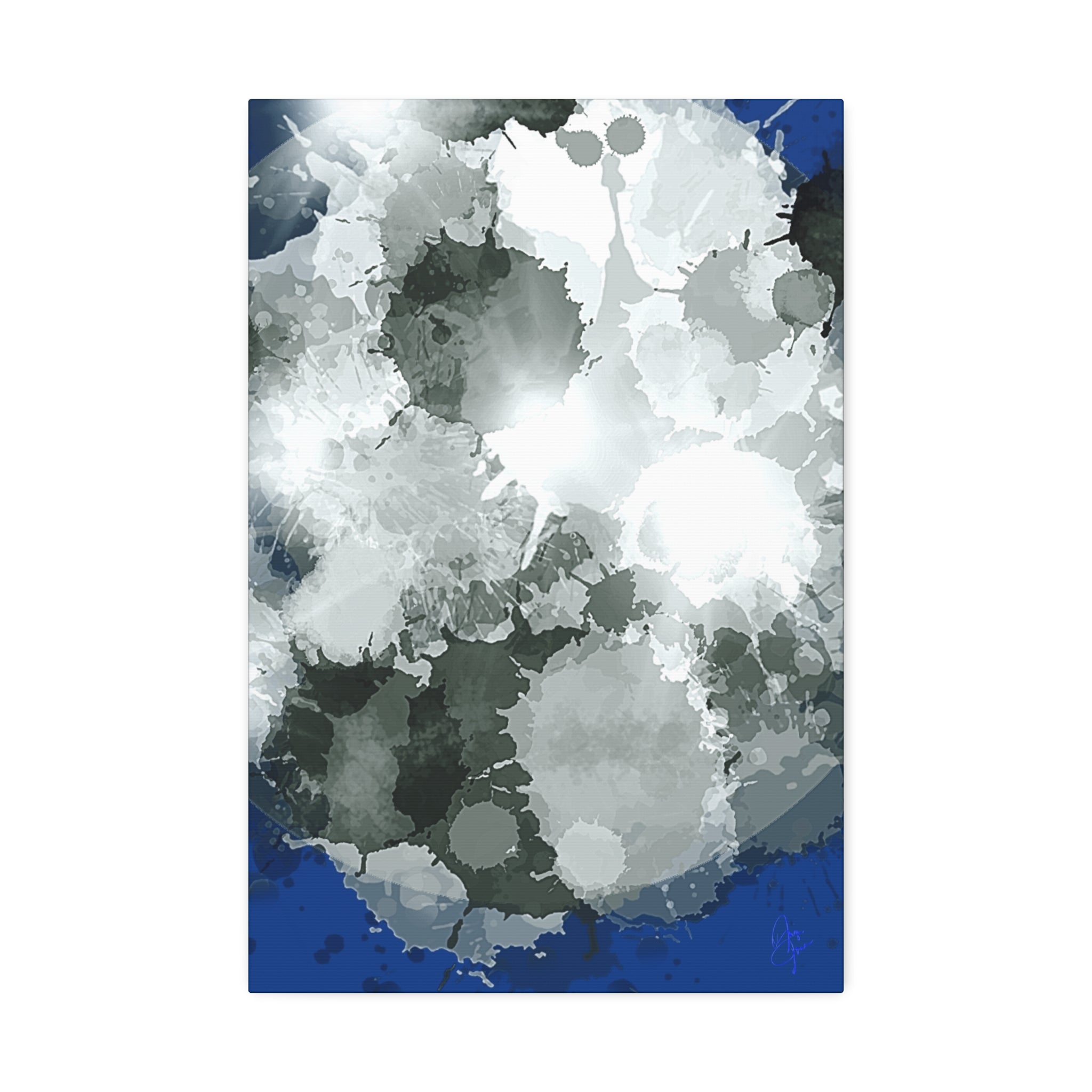 Abstract Gray Ink Splash Canvas