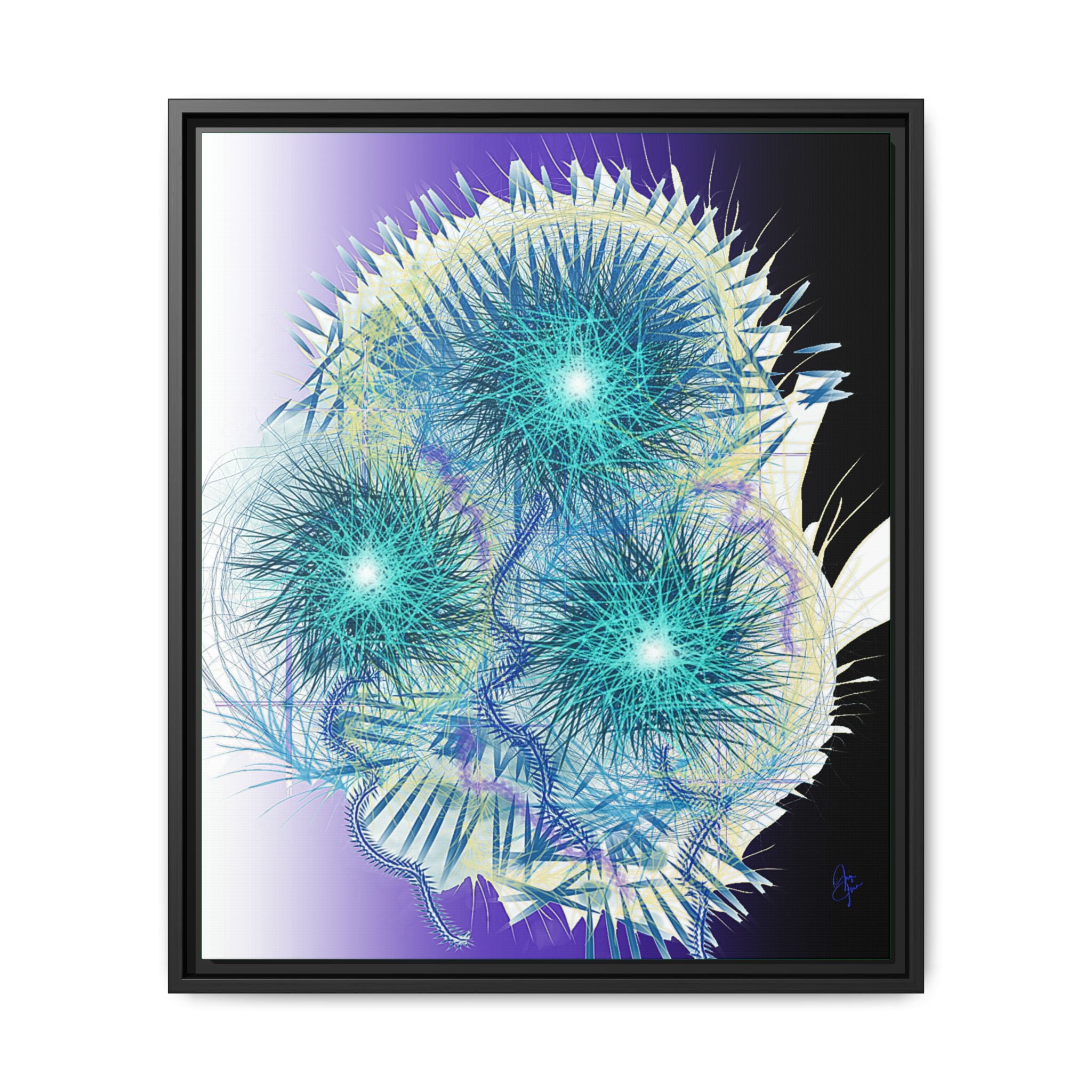Dandelion Abstract Print Matte Canvas Framed Wall Art