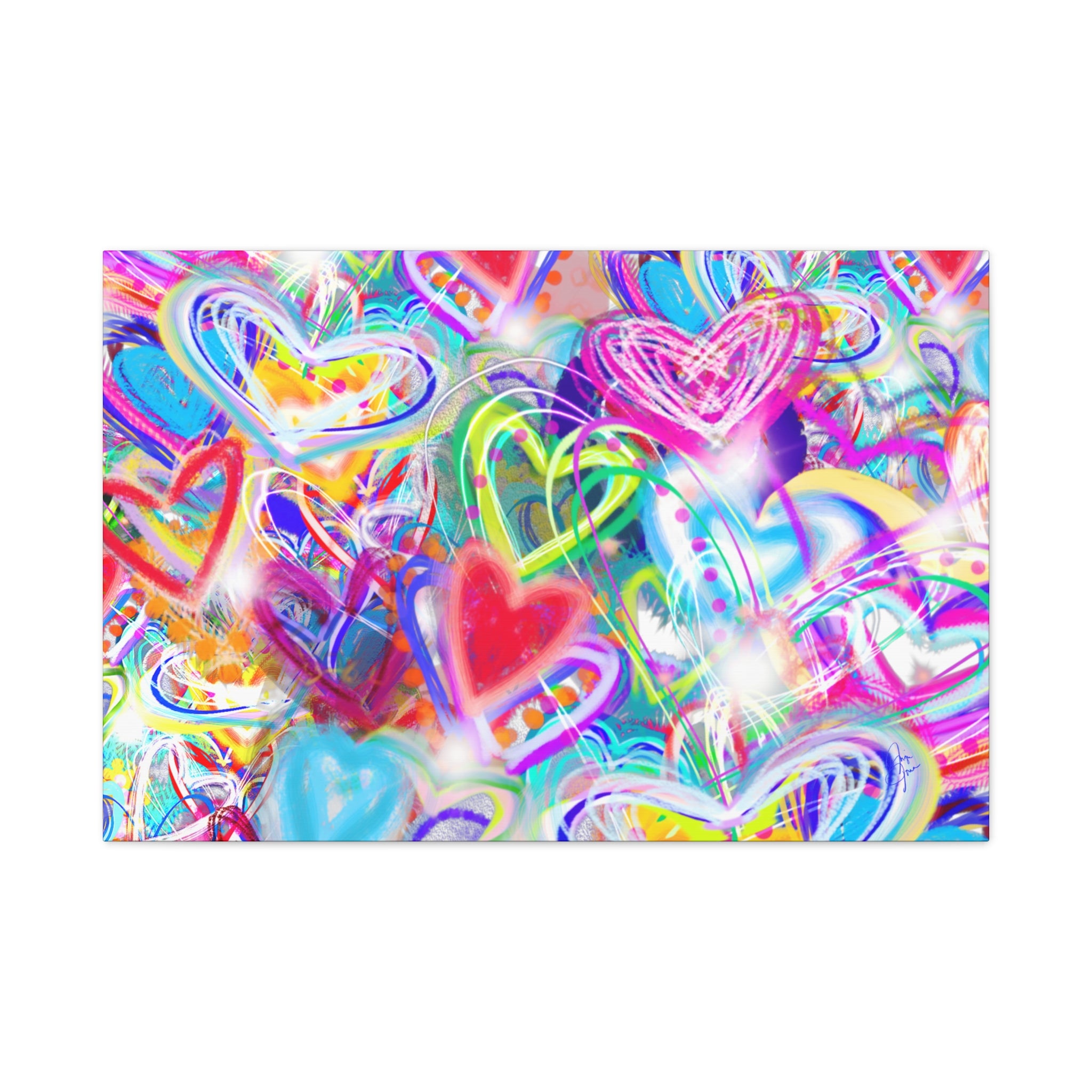 Colorful Heart Graffiti Matte Canvas