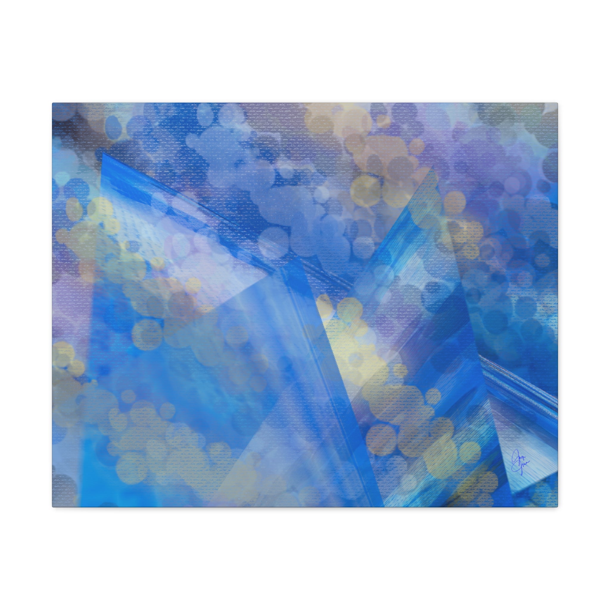 Abstract Blue Bokeh Matte Canvas Wall Art