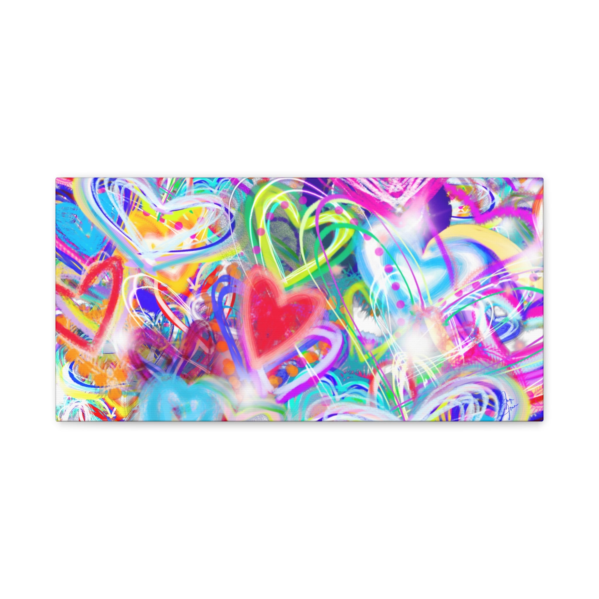 Colorful Heart Graffiti Matte Canvas