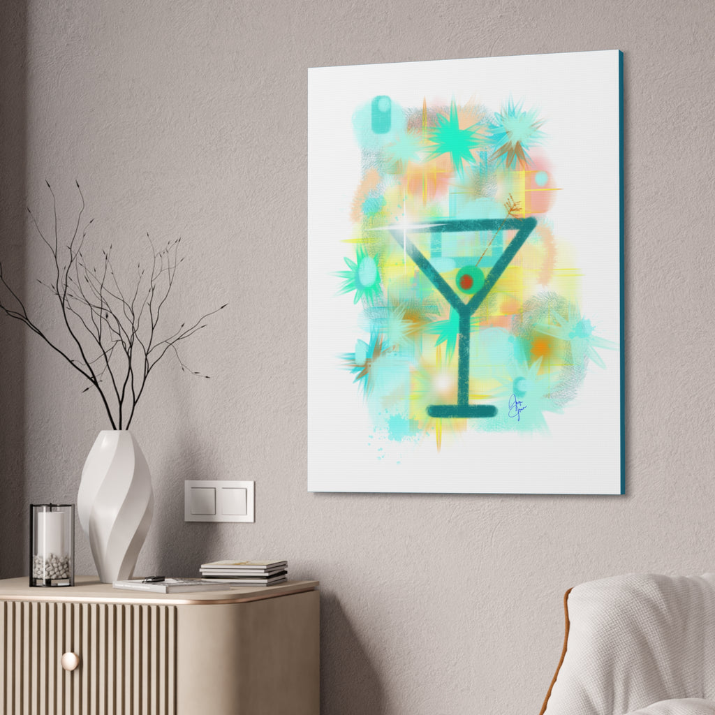 Martini Pop Art Canvas — Colorful Retro Cocktail Wall Art