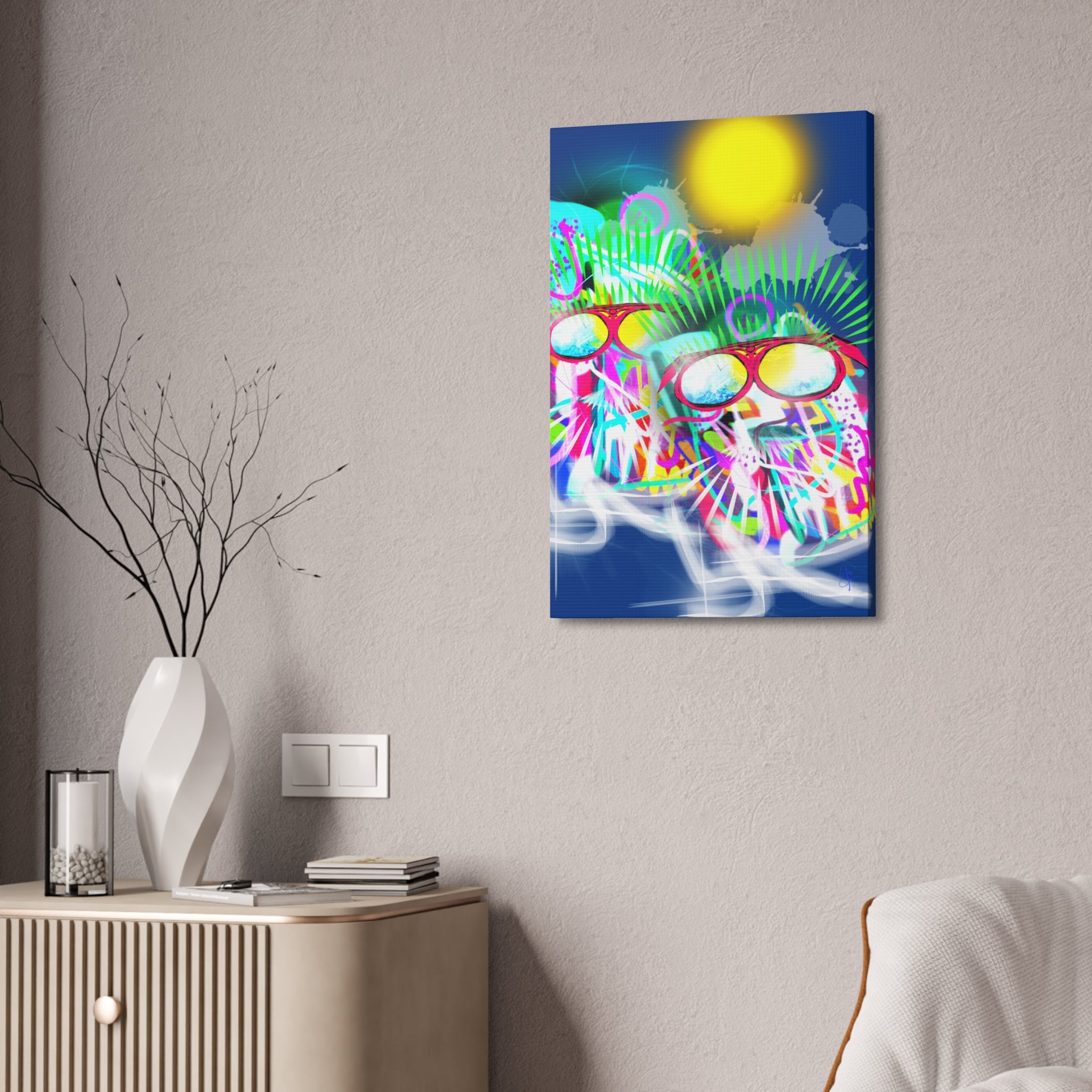 Neon Graffiti Beach Bumbs Canvas