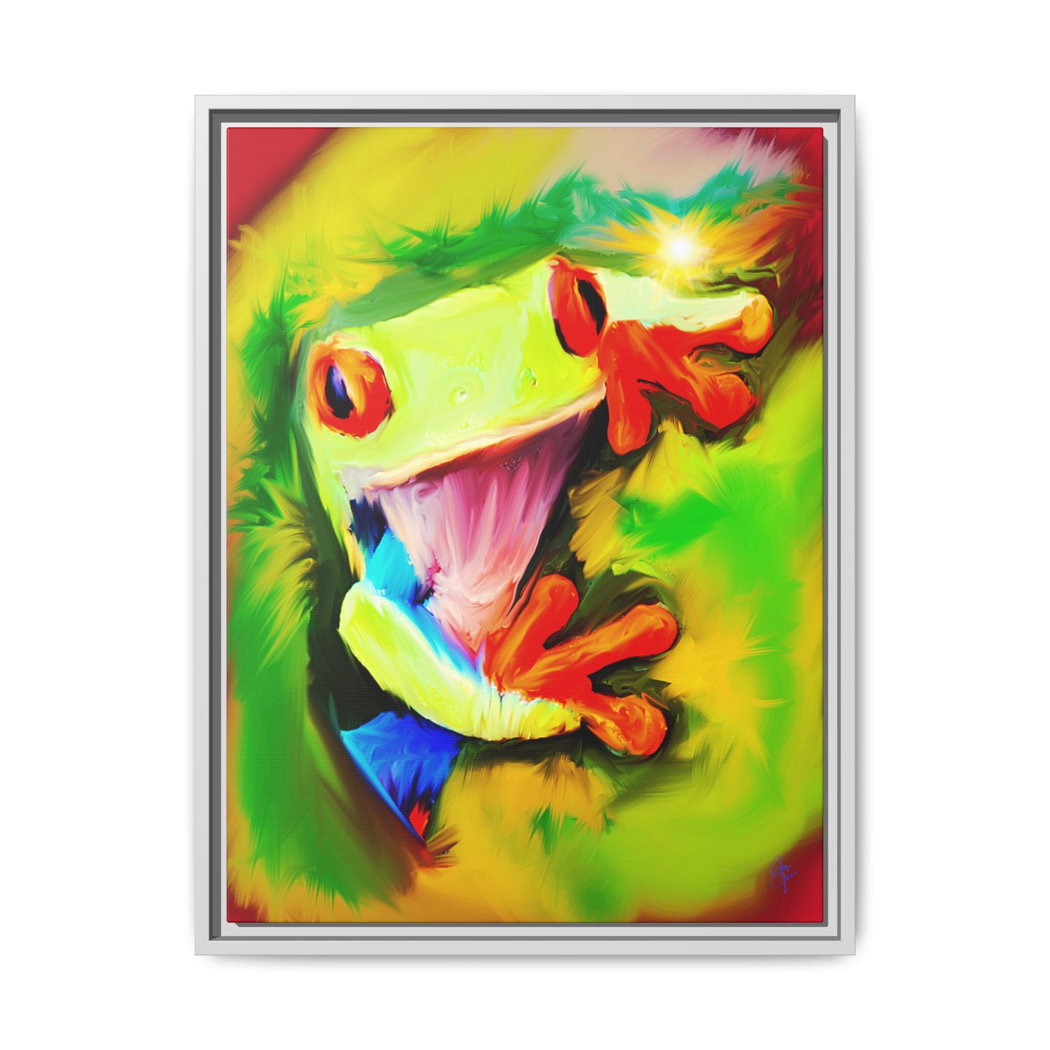 Colorful Tree Frog Matte Canvas Print — Framed Tropical Wall Art