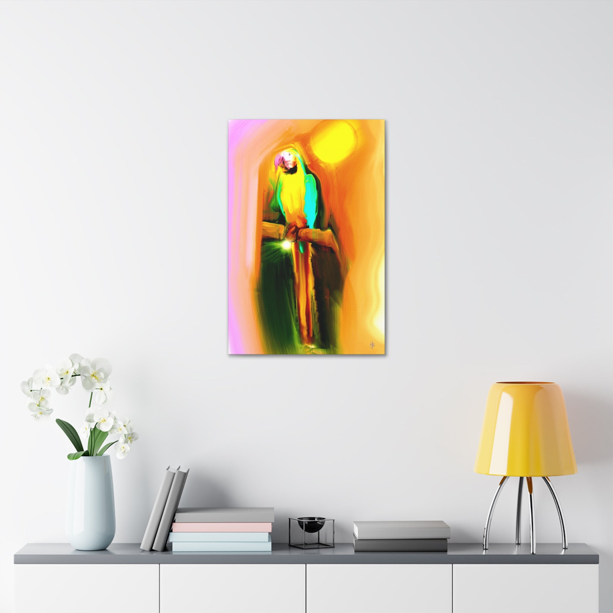 Tropical Parrot Canvas Print — Vibrant Sunlit Bird Wall Art