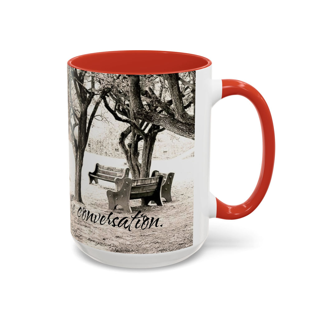 Conversation Bench Coffee Mug — 'I'll Join the Conversation' Accent Ceramic Mug
