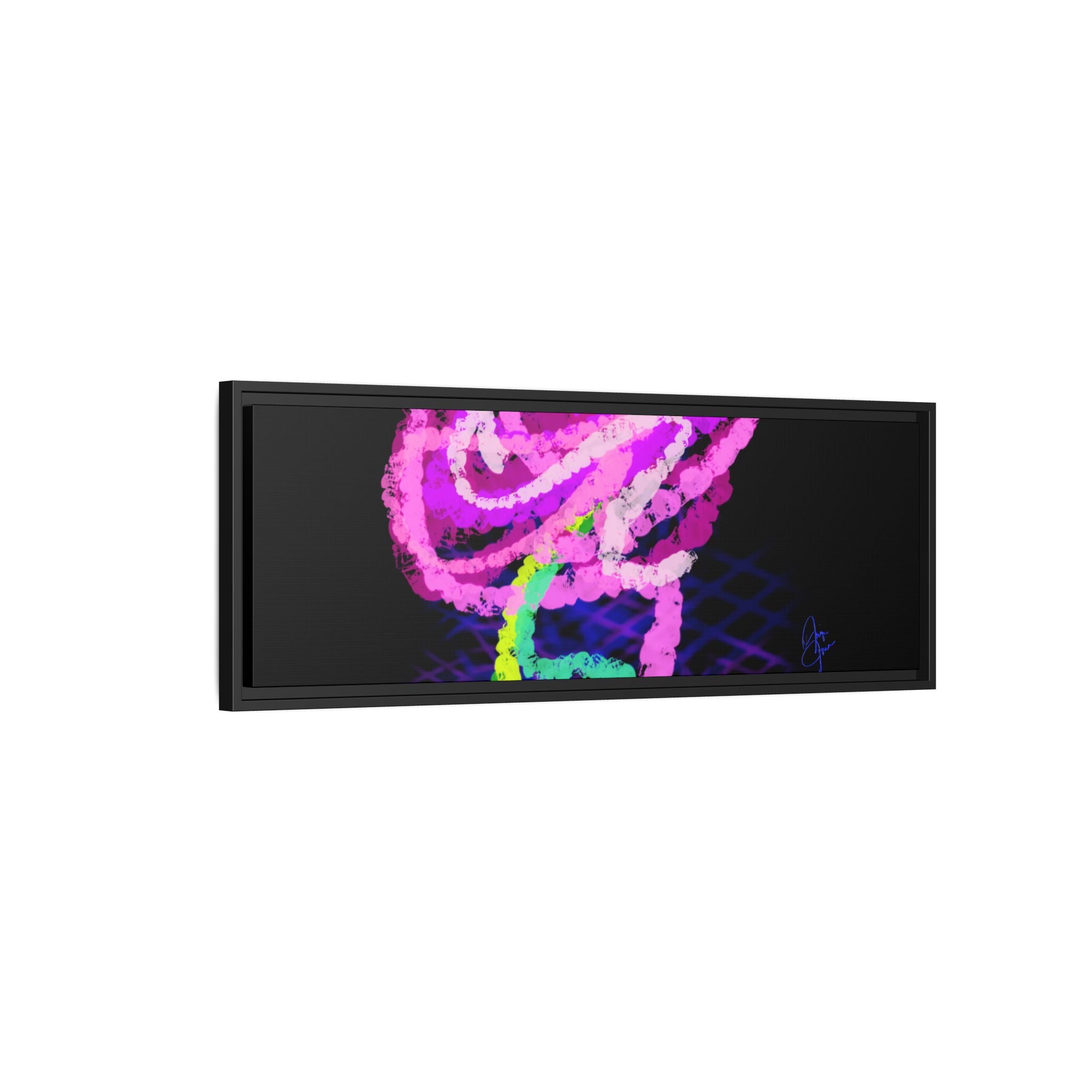 Framed Matte Canvas - Neon Rose Abstract Wall Art