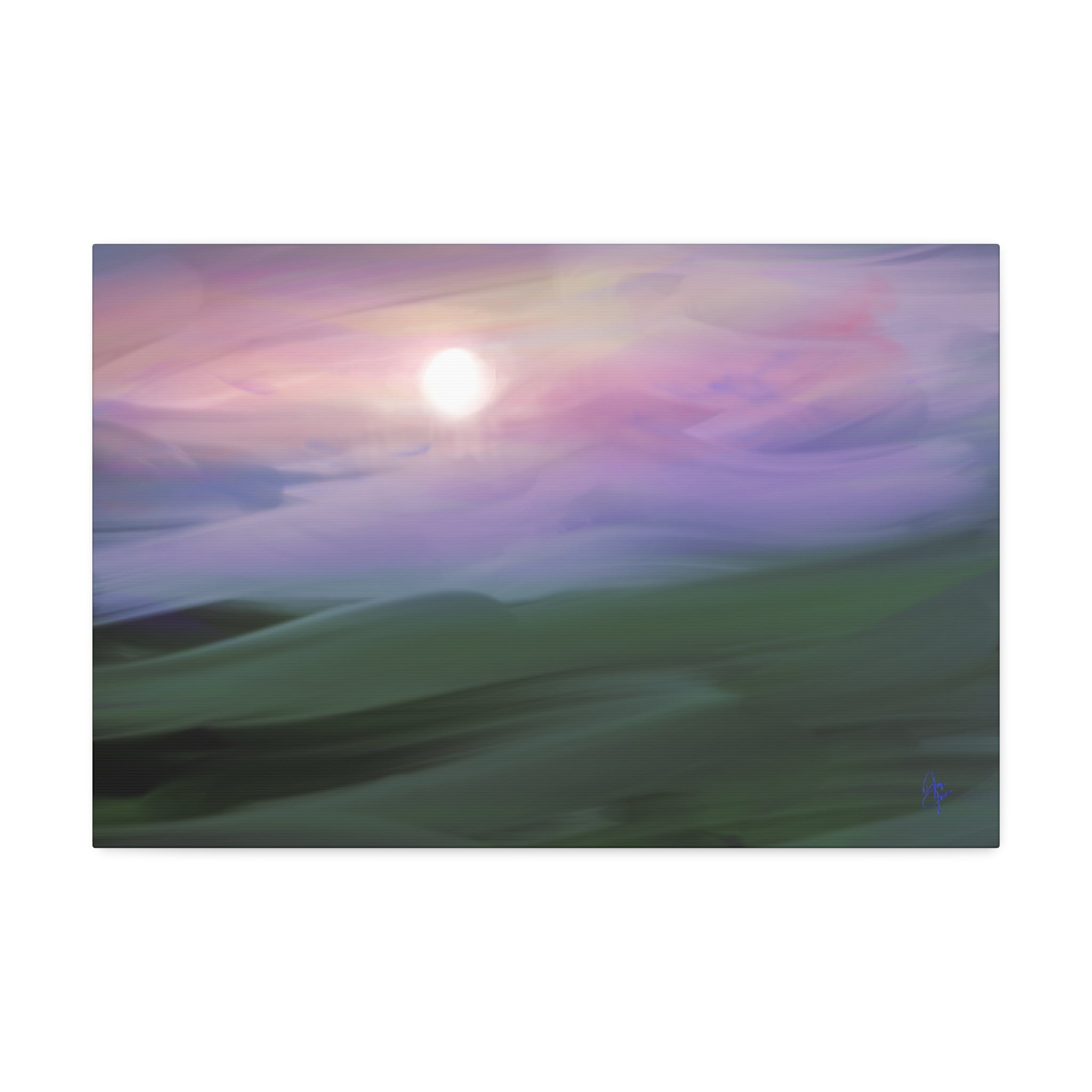 Sunrise Mist Landscape Canvas Print — Serene Pastel Wall Art