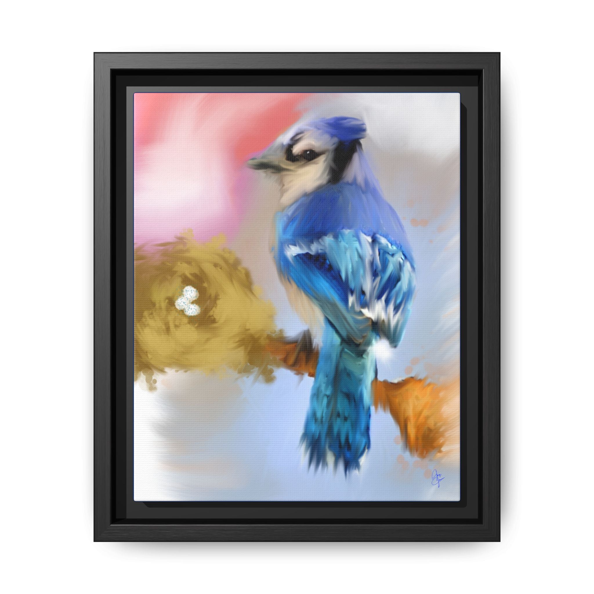 Blue Jay Art Print — Framed Matte Canvas Wall Art
