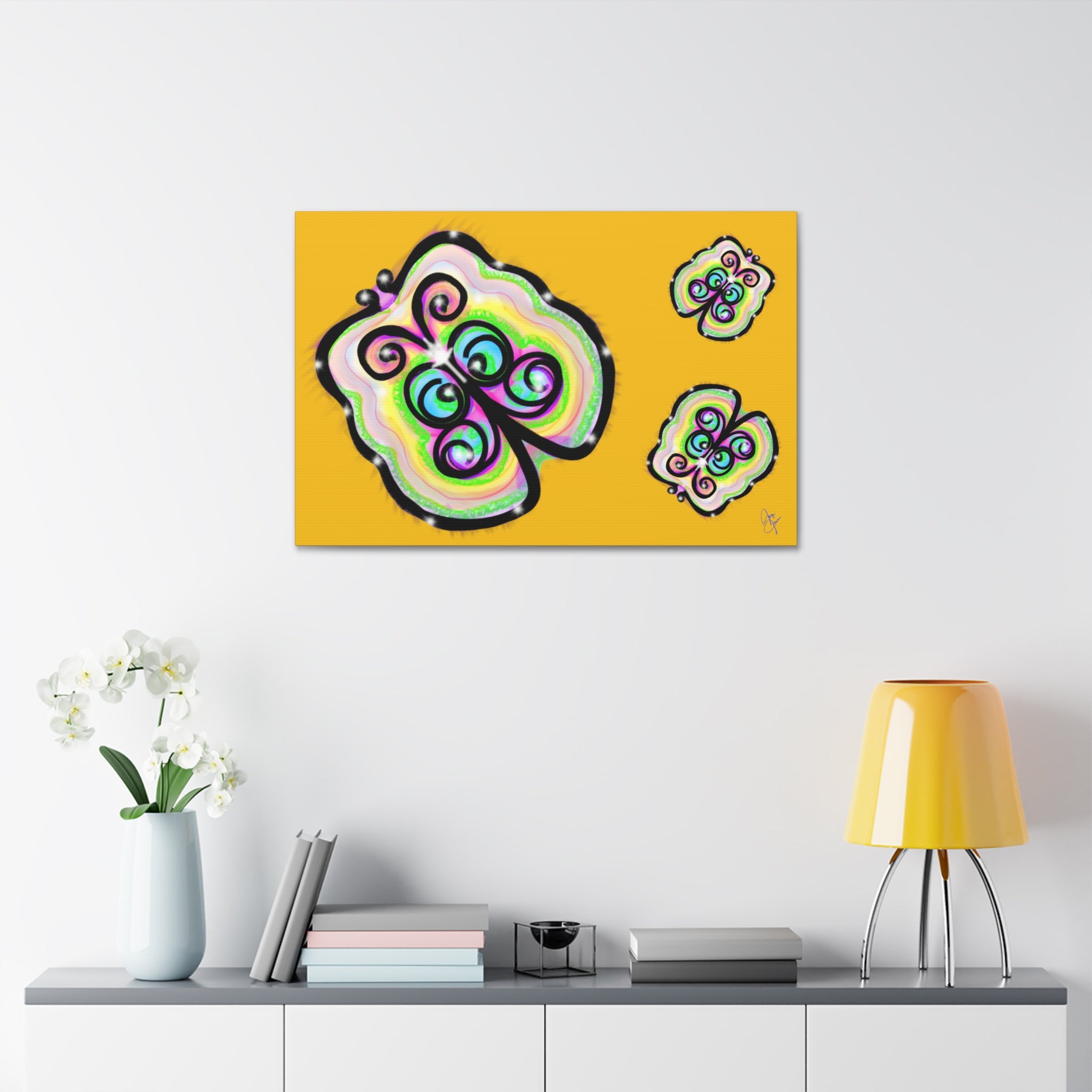 Abstract Rainbow Butterfly Canvas Print — Colorful Pop Art Wall Decor (Stretched 1.5")