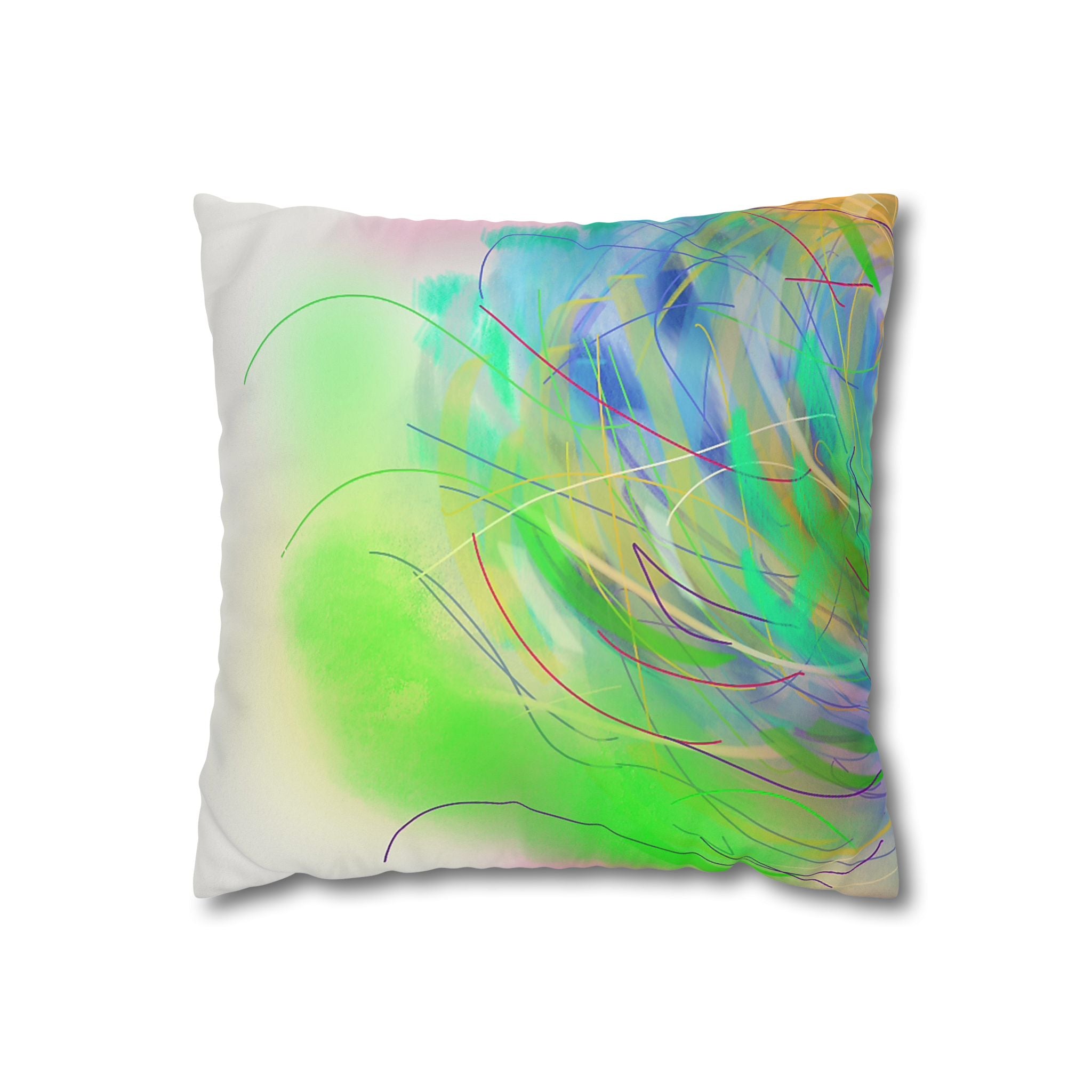 Abstract Pastel Feather Faux Suede Pillowcase