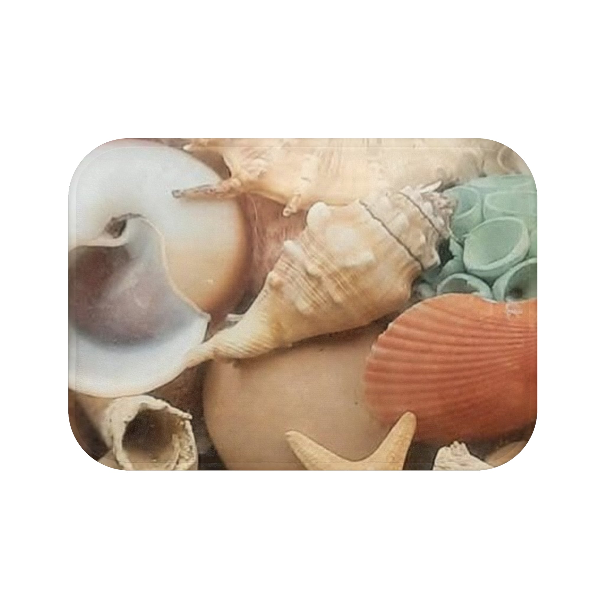 Seashell Beach Bath Mat — Nautical Coastal Bathroom Rug
