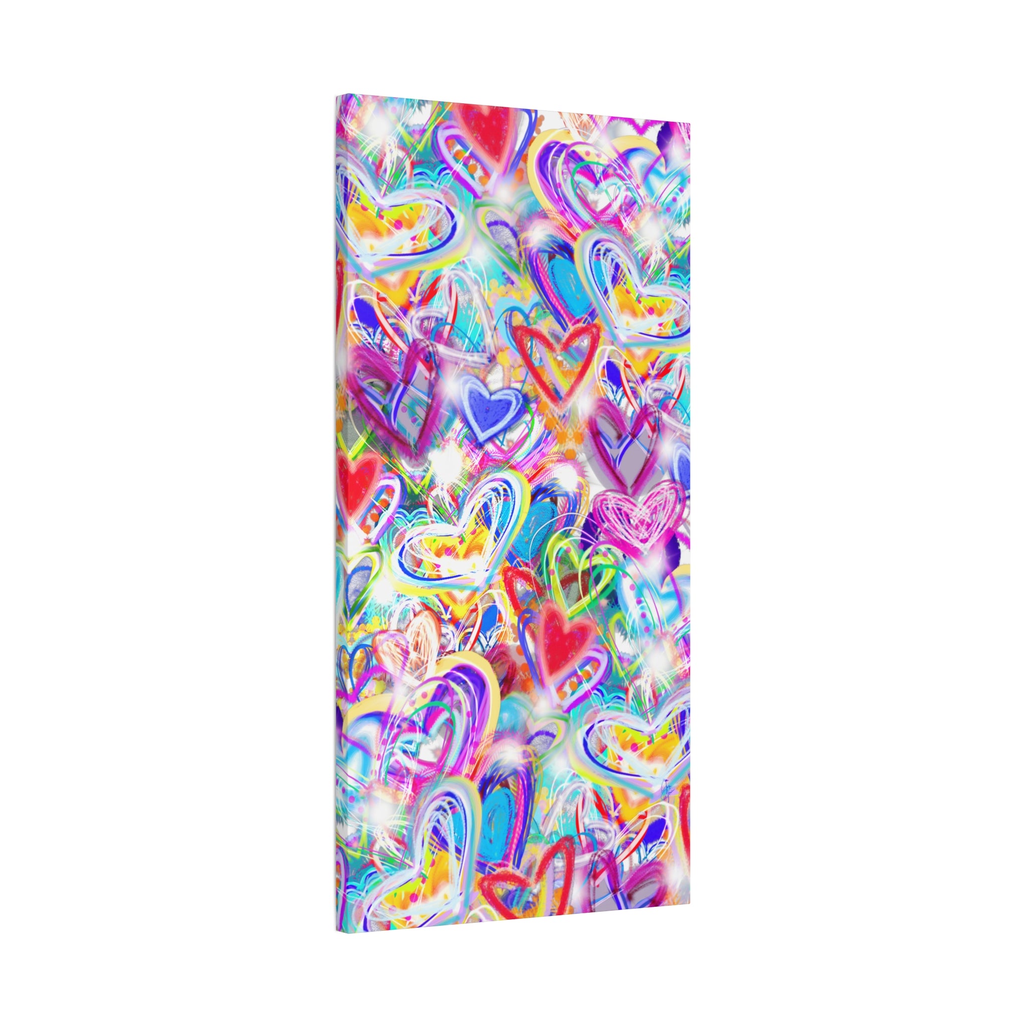 Colorful Heart Graffiti Matte Canvas