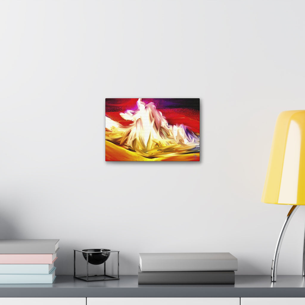 Abstract Campfire Canvas Print — Vibrant Red & Gold Stretched Wall Art