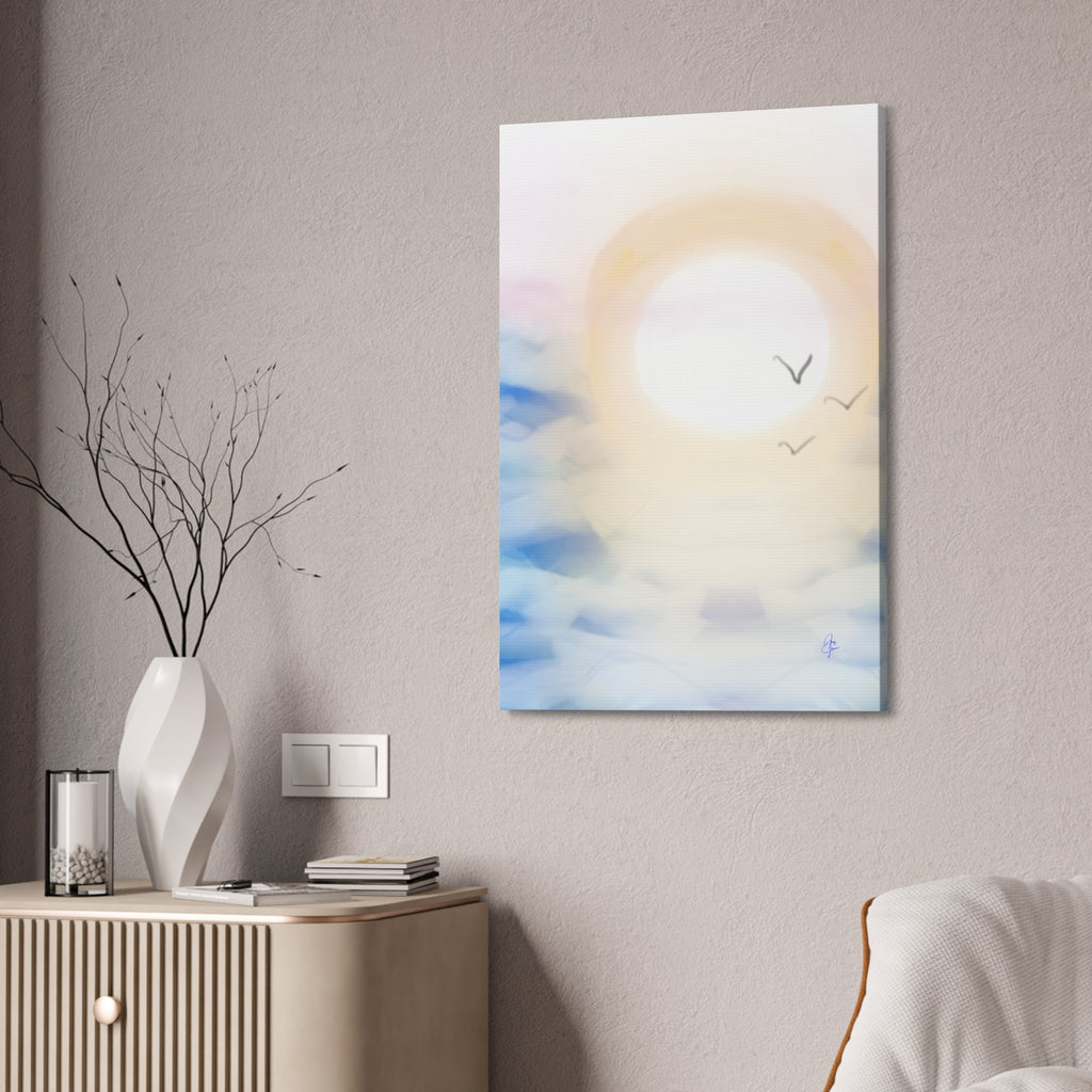 Sunrise Seascape Canvas Print — Soothing Ocean Wall Art, 1.5" Stretched