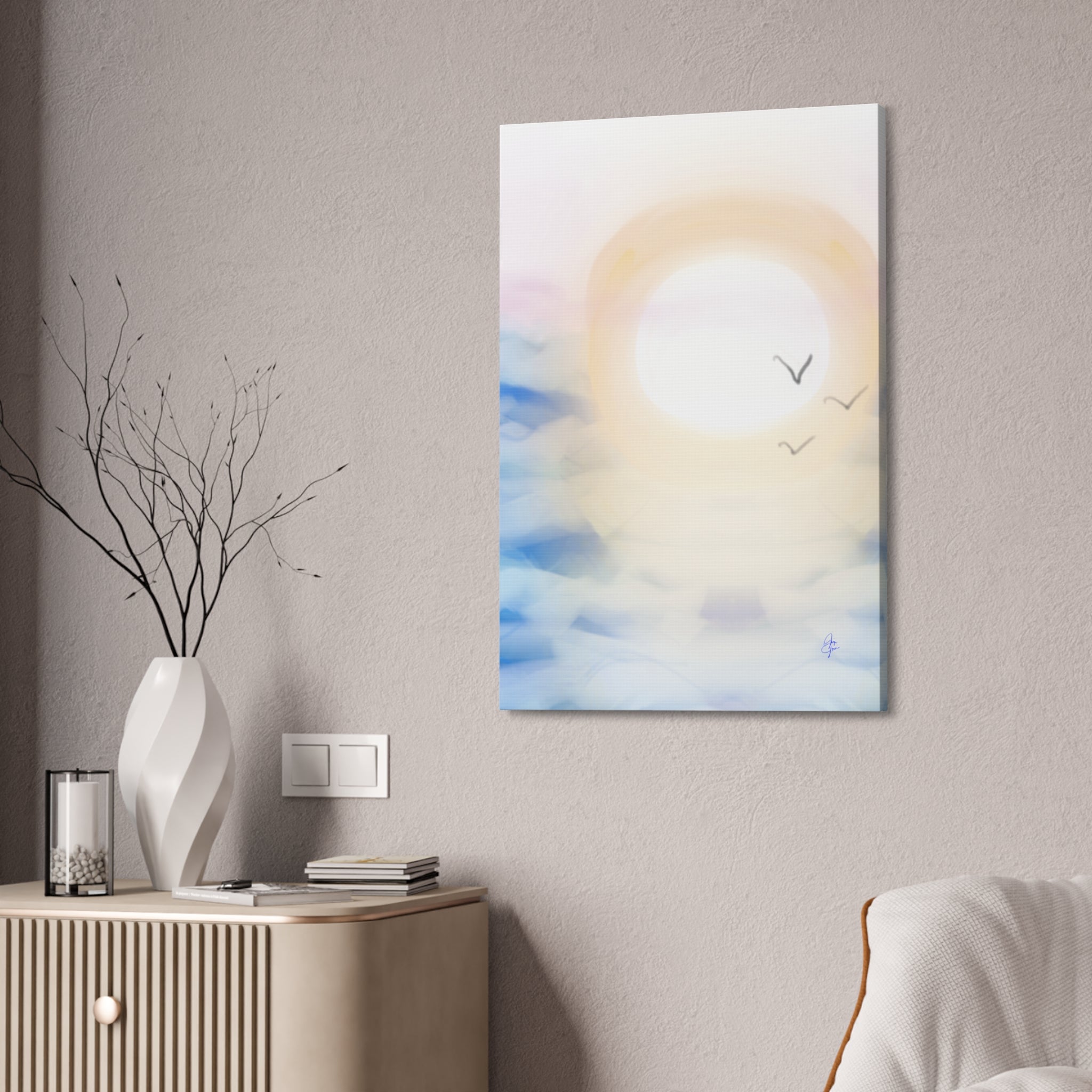 Sunrise Seascape Canvas Print — Soothing Ocean Wall Art, 1.5" Stretched