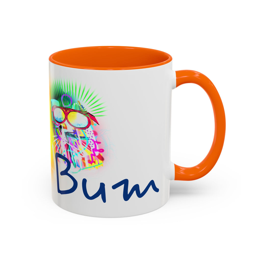 Beach Bum Coffee Mug — Colorful Retro Skull Design (11/15oz)