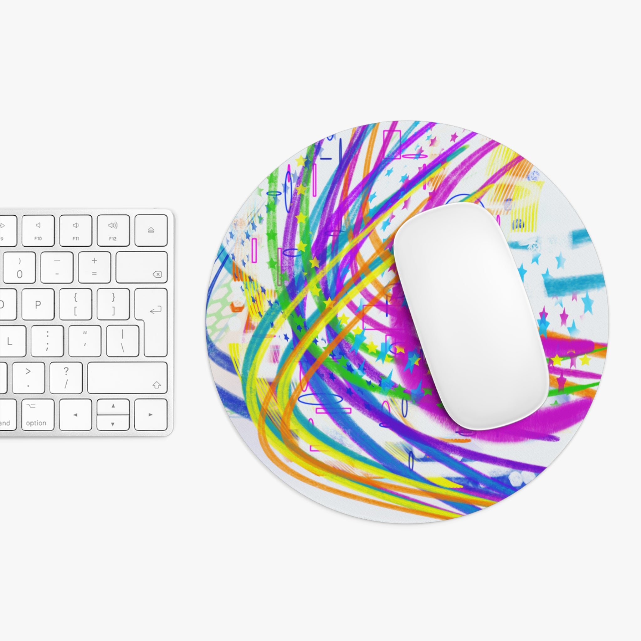 Abstract Rainbow Swirl Mouse Pad — Colorful Artistic Desk Mat for Office & Gaming
