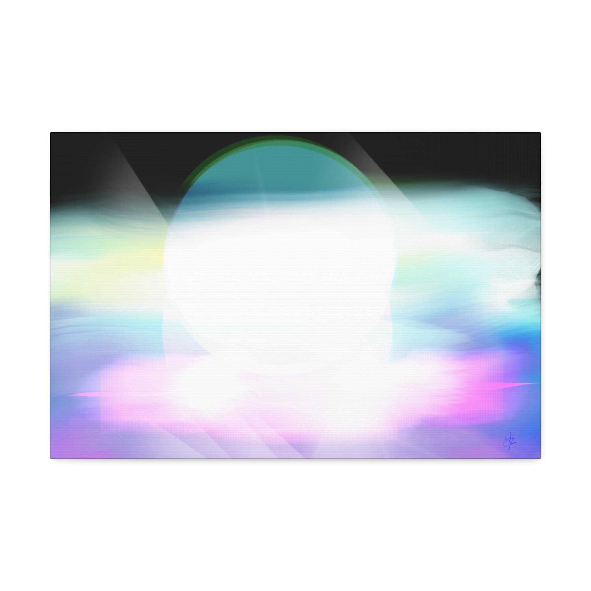 Abstract Neon Glow Canvas Print — Pastel Light Orb Stretched Wall Art
