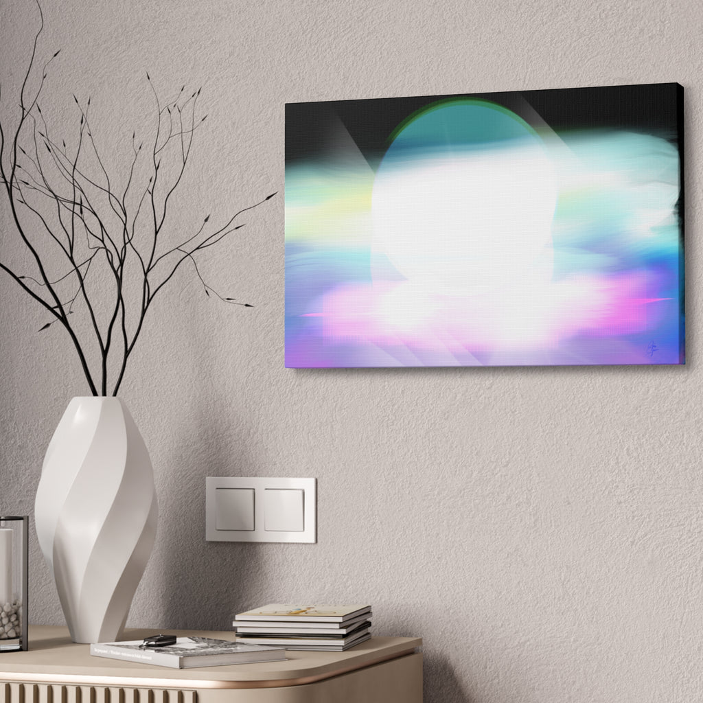 Abstract Neon Glow Canvas Print — Pastel Light Orb Stretched Wall Art