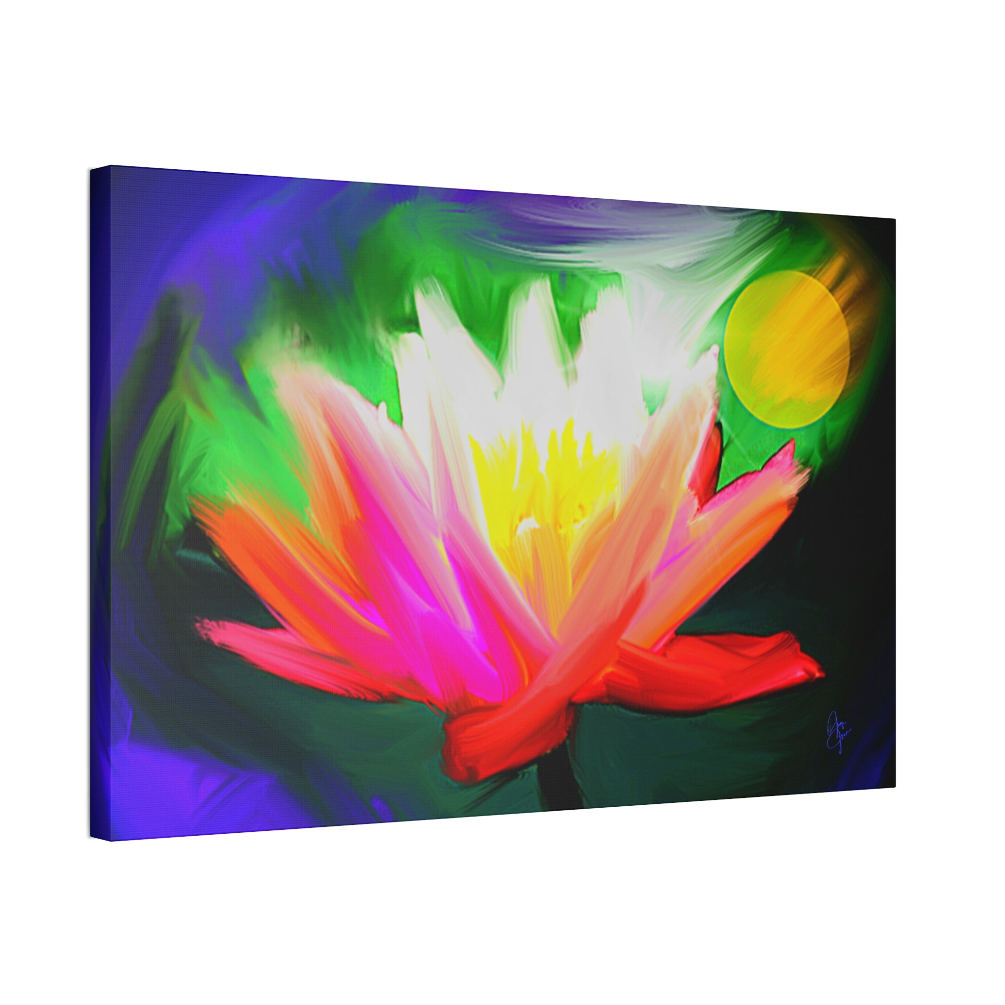 Vibrant Lotus Canvas Print — Bright Floral Stretched Wall Art