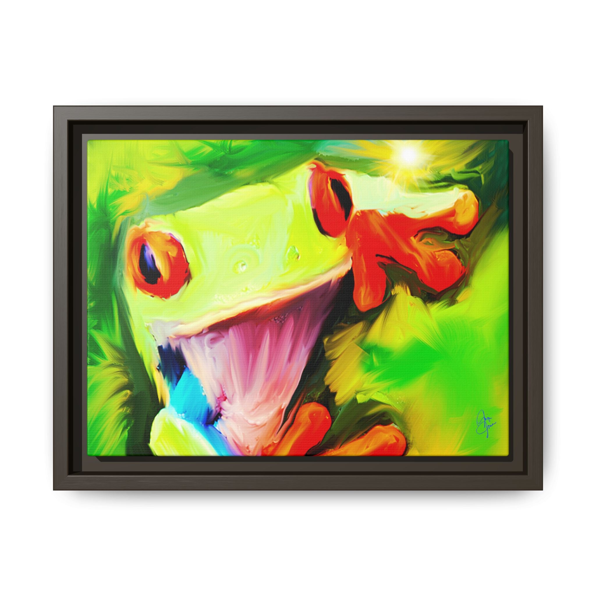 Colorful Tree Frog Matte Canvas Print — Framed Tropical Wall Art
