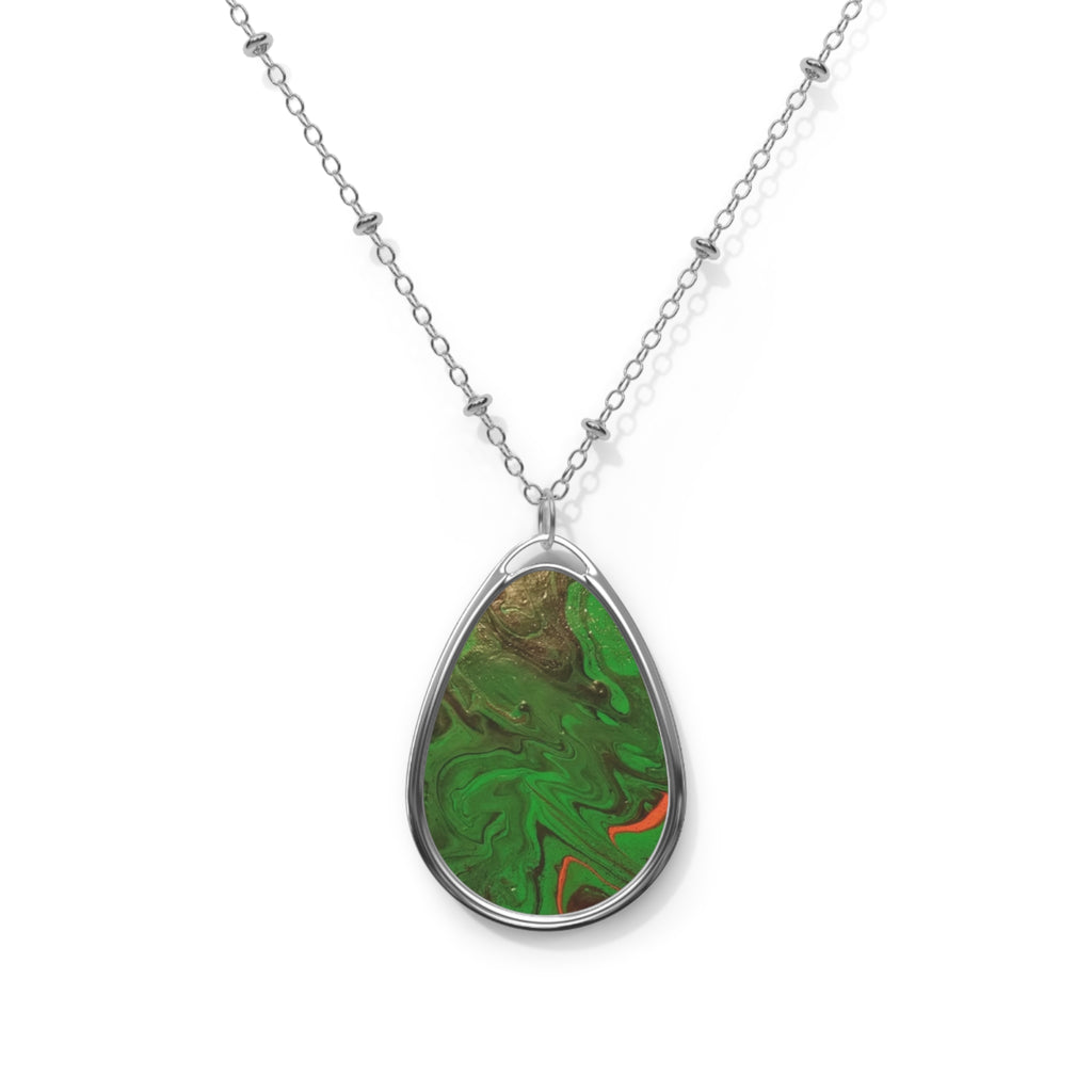 Oval Necklace — 'Spilled Paint' Artist-Angie Jones Pendant
