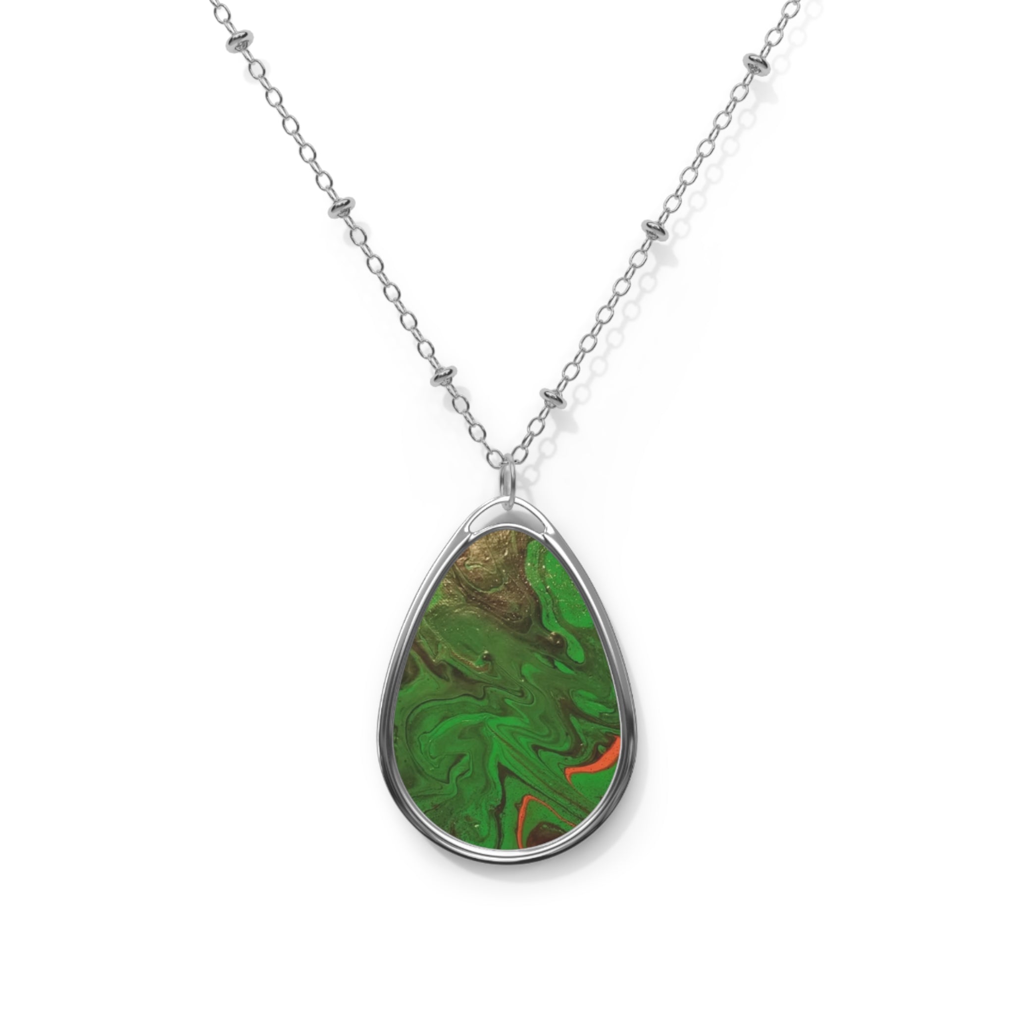 Oval Necklace — 'Spilled Paint' Artist-Angie Jones Pendant